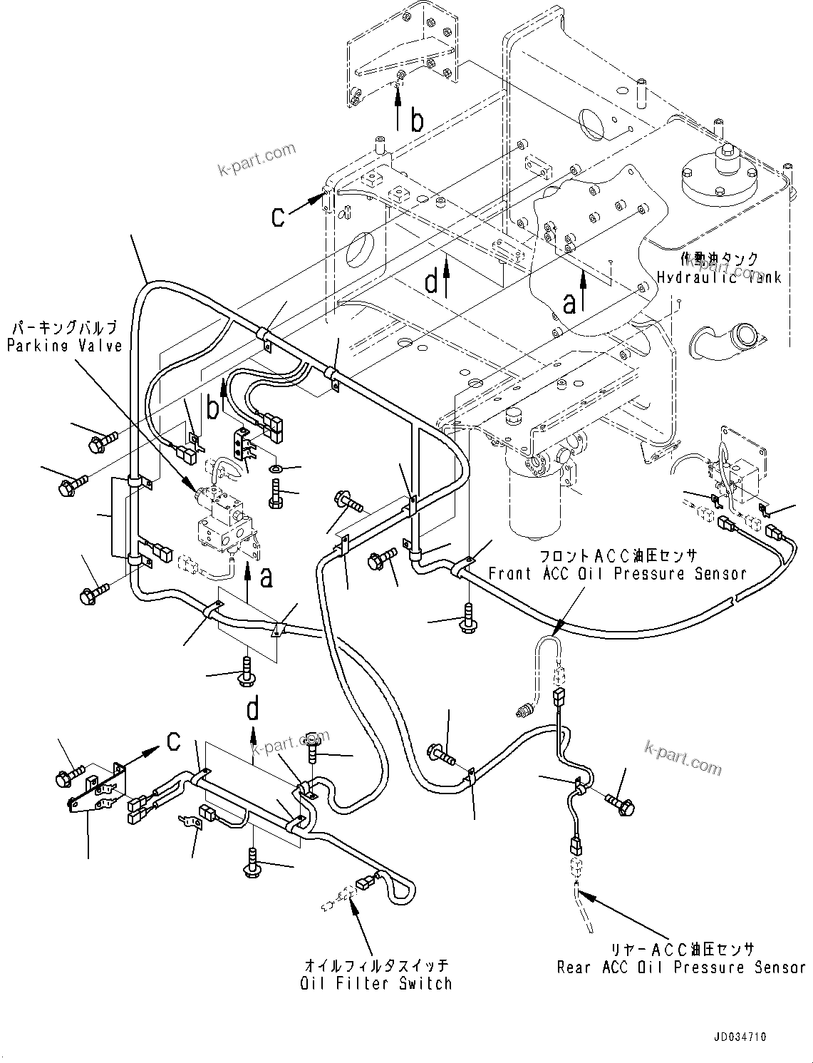 Komatsu parts book diagram for HD465-7E1 S/N 20001-UP (For EU): HYDRAULIC TANK, WIRING HARNESS (#20001-)