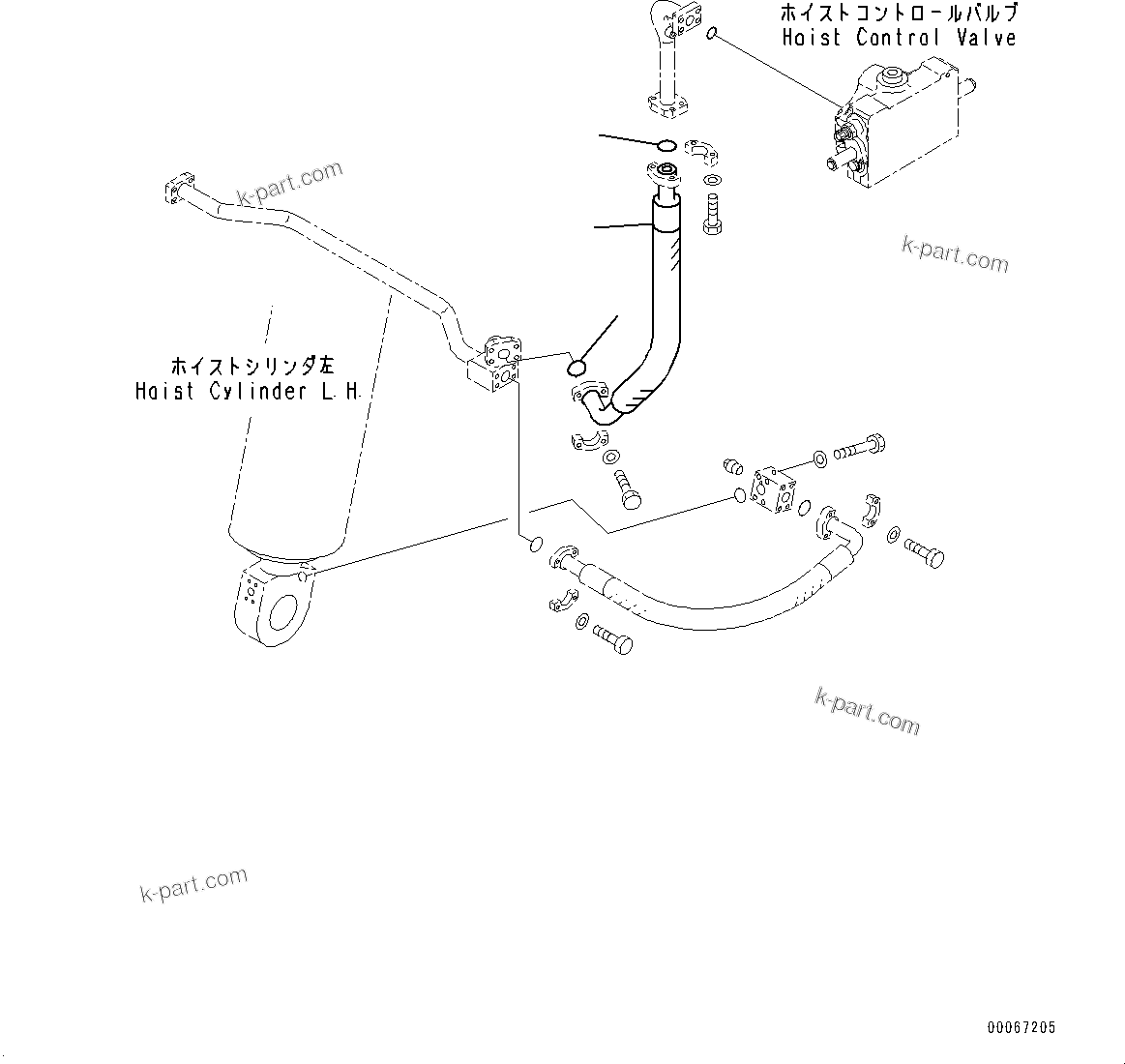 Komatsu parts book diagram for HD465-7E1 S/N 20001-UP (For EU): STEERING AND HOIST HYDRAULIC PIPING, STEERING AND HOIST PIPING (#20001-)