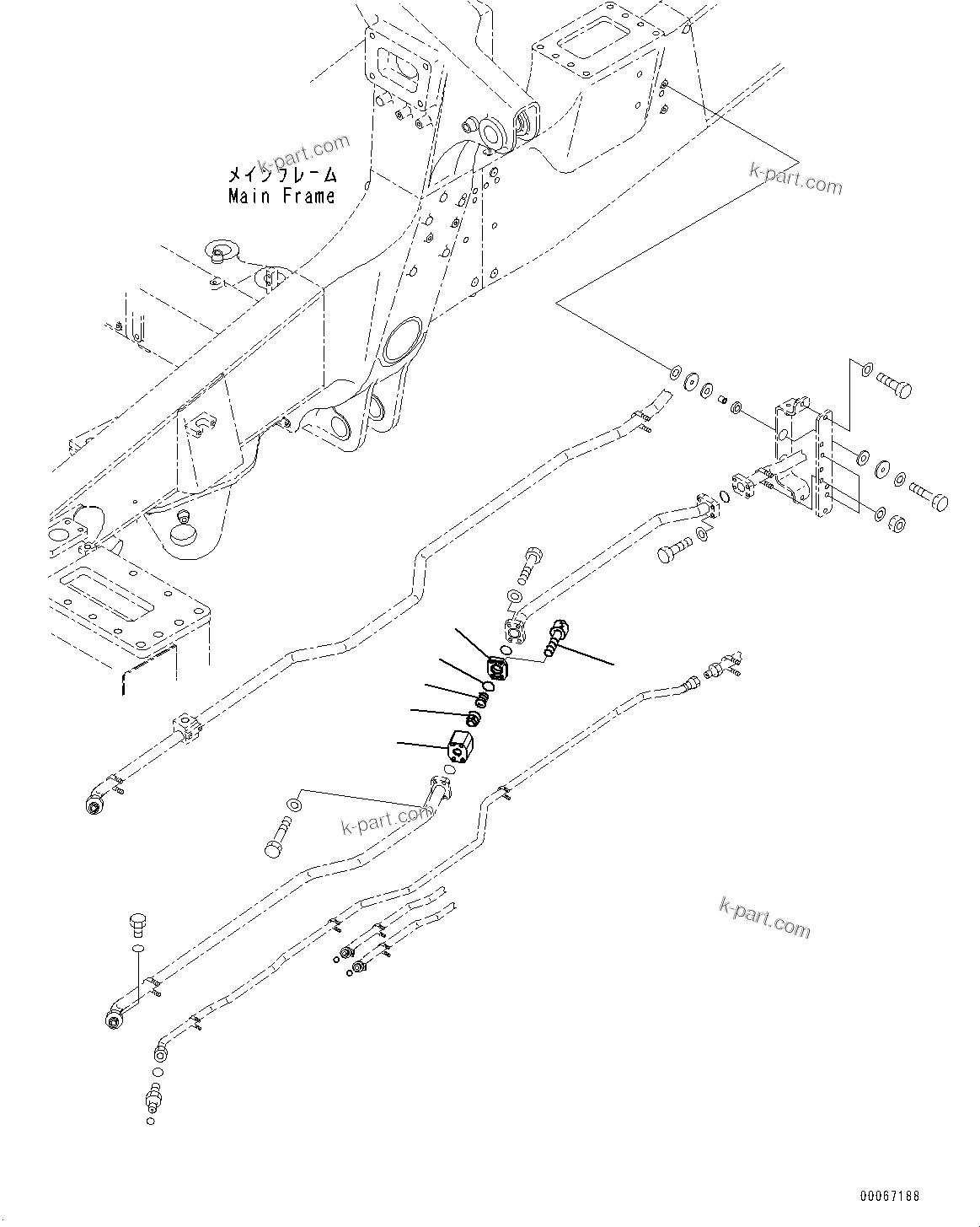 Komatsu parts book diagram for HD465-7E1 S/N 20001-UP (For EU): STEERING AND HOIST HYDRAULIC PIPING, CHECK VALVE (#20001-)