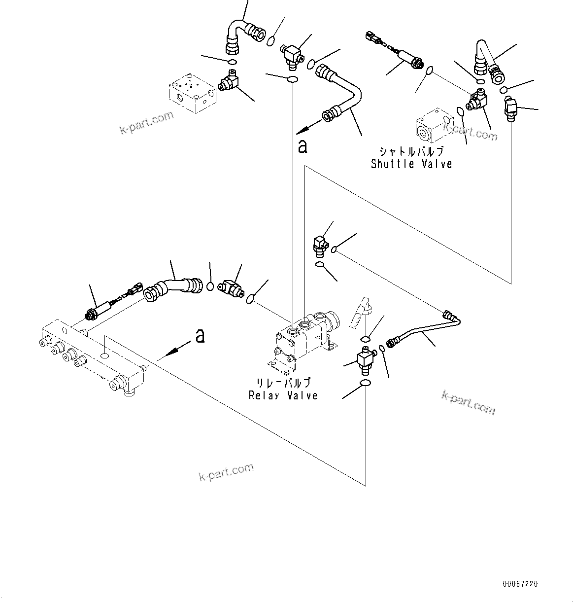 Komatsu parts book diagram for HD465-7E1 S/N 20001-UP (For EU): BRAKE PIPING, PIPING (2/6) (#20001-)