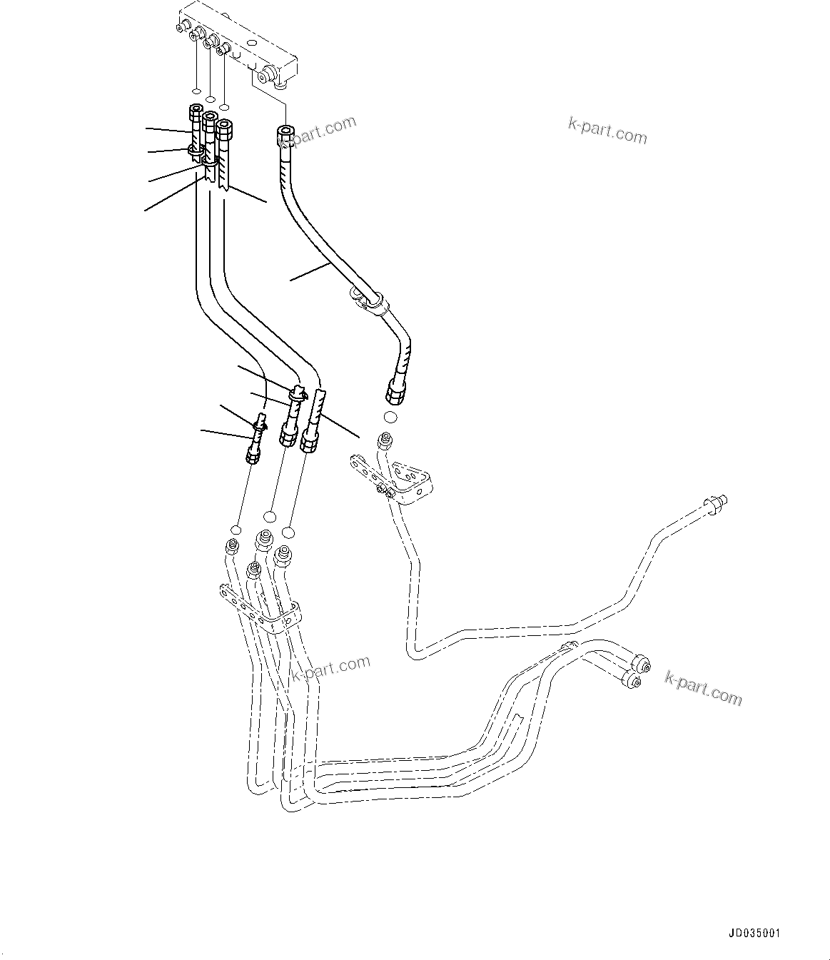 Komatsu parts book diagram for HD465-7E1 S/N 20001-UP (For EU): BRAKE PIPING, PIPING (4/5) (#20001-)