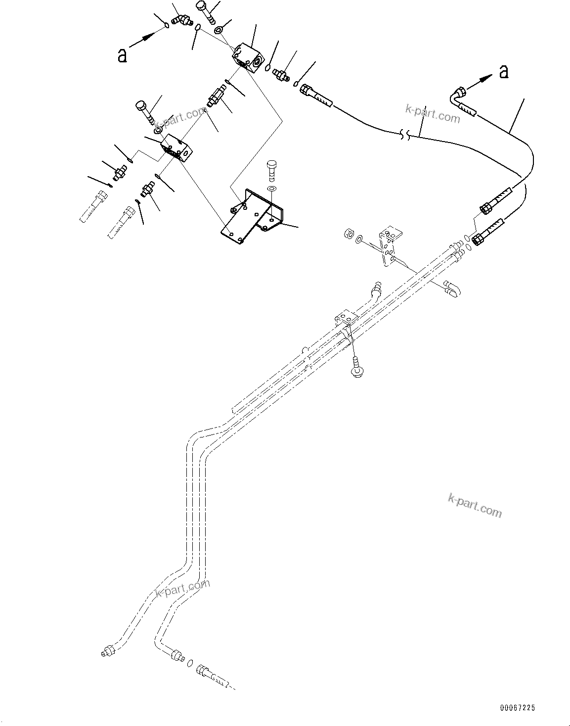 Komatsu parts book diagram for HD465-7E1 S/N 20001-UP (For EU): BRAKE PIPING, SHUTTLE VALVE (2/2) (#20001-)