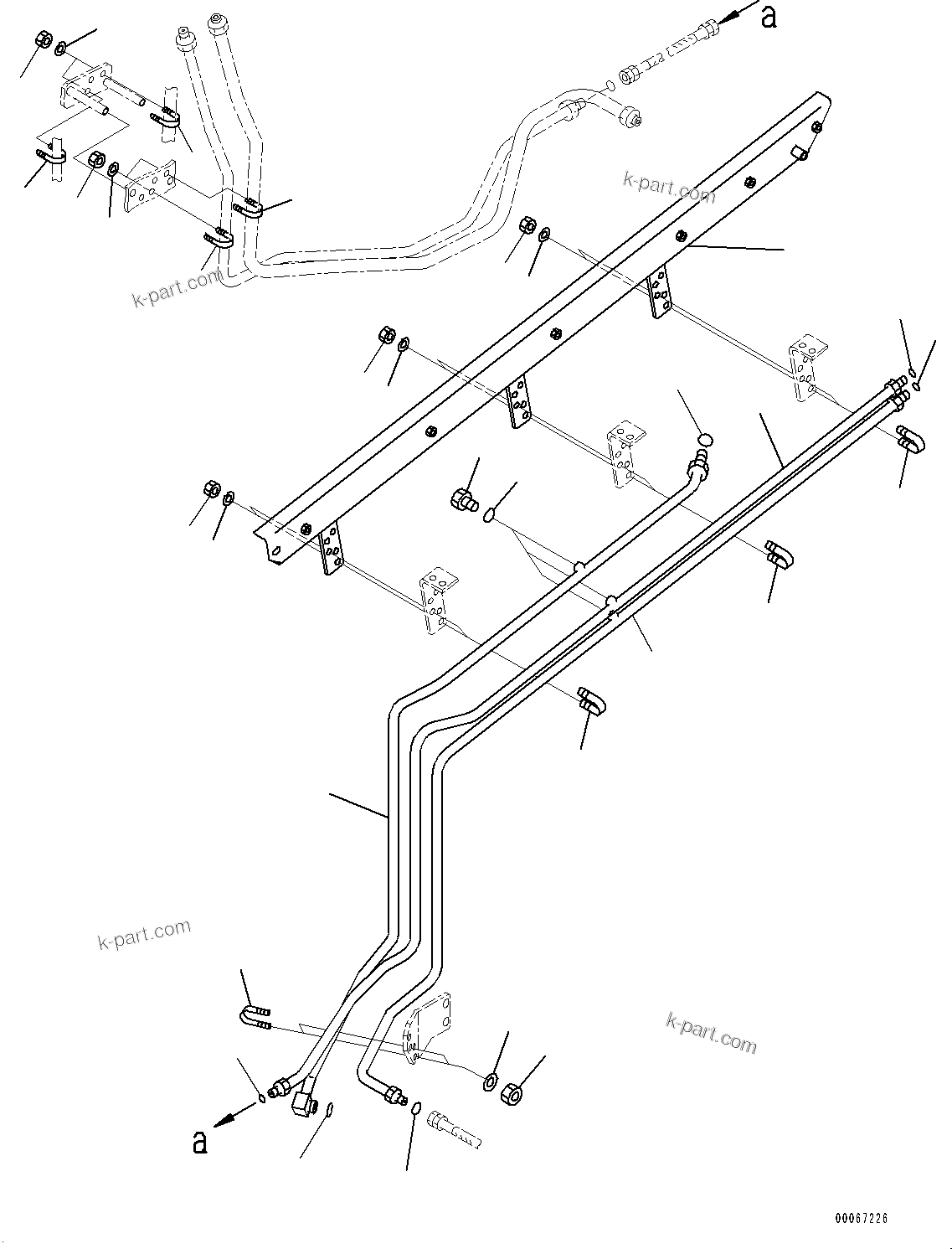 Komatsu parts book diagram for HD465-7E1 S/N 20001-UP (For EU): BRAKE PIPING, PARKING BRAKE PIPING (1/3) (#20001-)