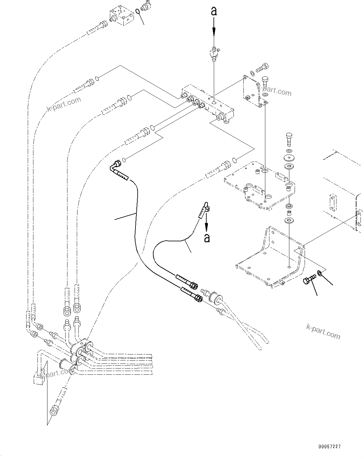Komatsu parts book diagram for HD465-7E1 S/N 20001-UP (For EU): BRAKE PIPING, PIPING (5/5) (#20001-)