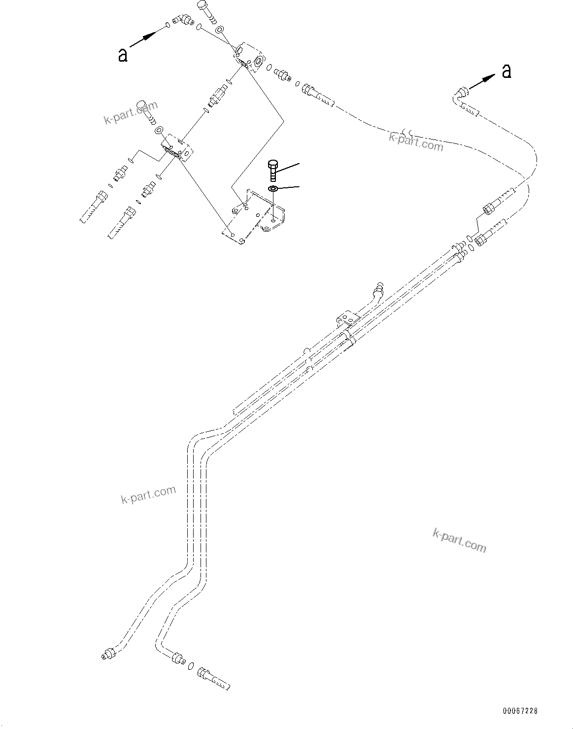 Komatsu parts book diagram for HD465-7E1 S/N 20001-UP (For EU): BRAKE PIPING, BOLT (#20001-)