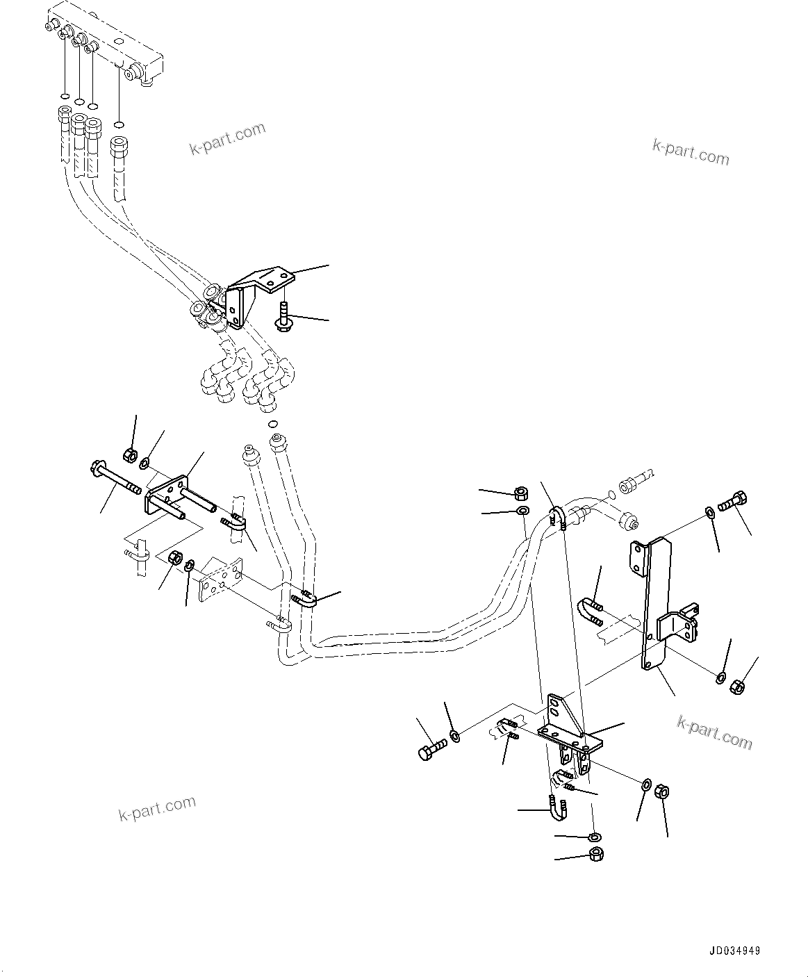 Komatsu parts book diagram for HD465-7E1 S/N 20001-UP (For EU): BRAKE PIPING, MOUNTING BRACKET (#20001-)