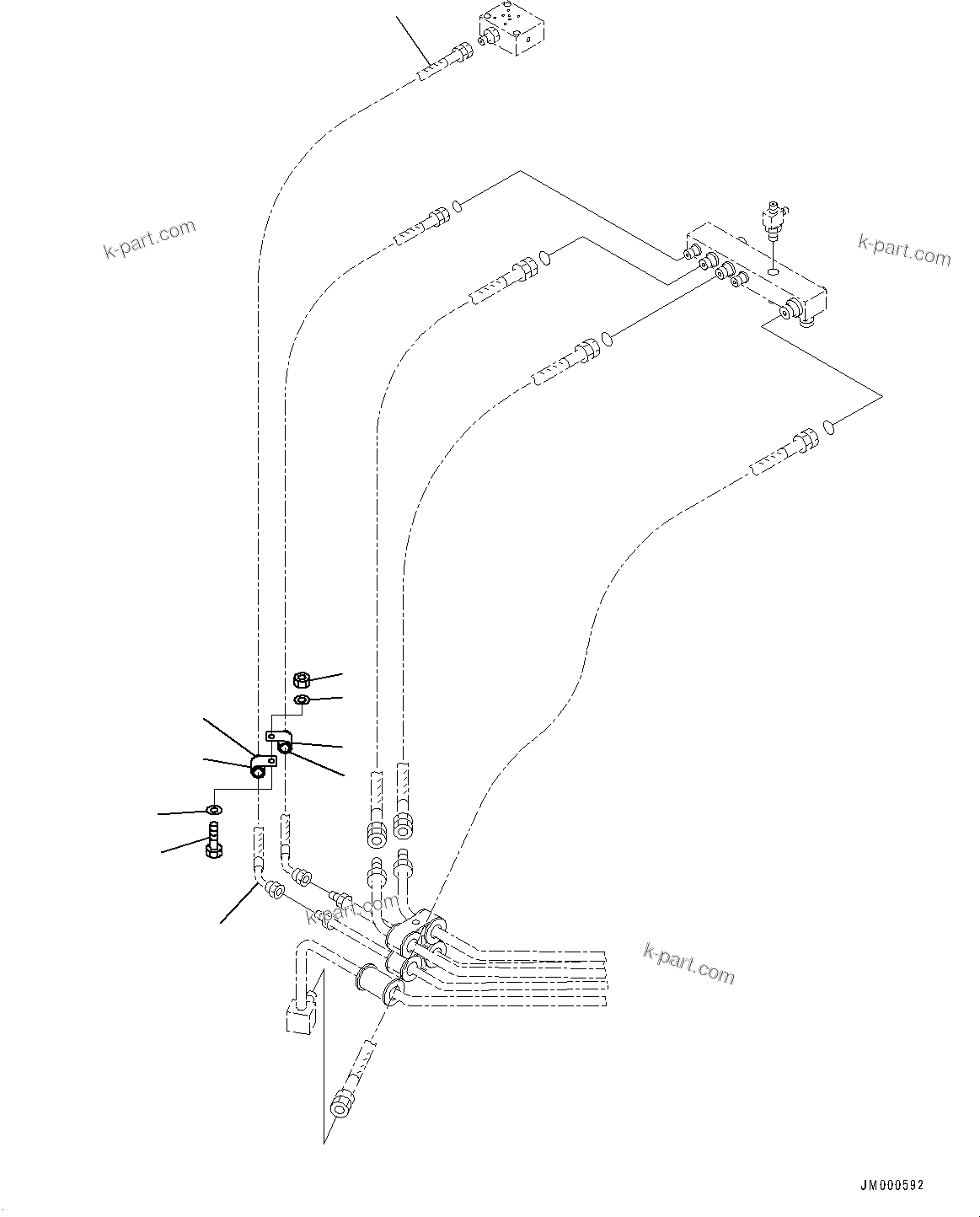 Komatsu parts book diagram for HD465-7E1 S/N 20001-UP (For EU): BRAKE PIPING, CLIP (#20001-)