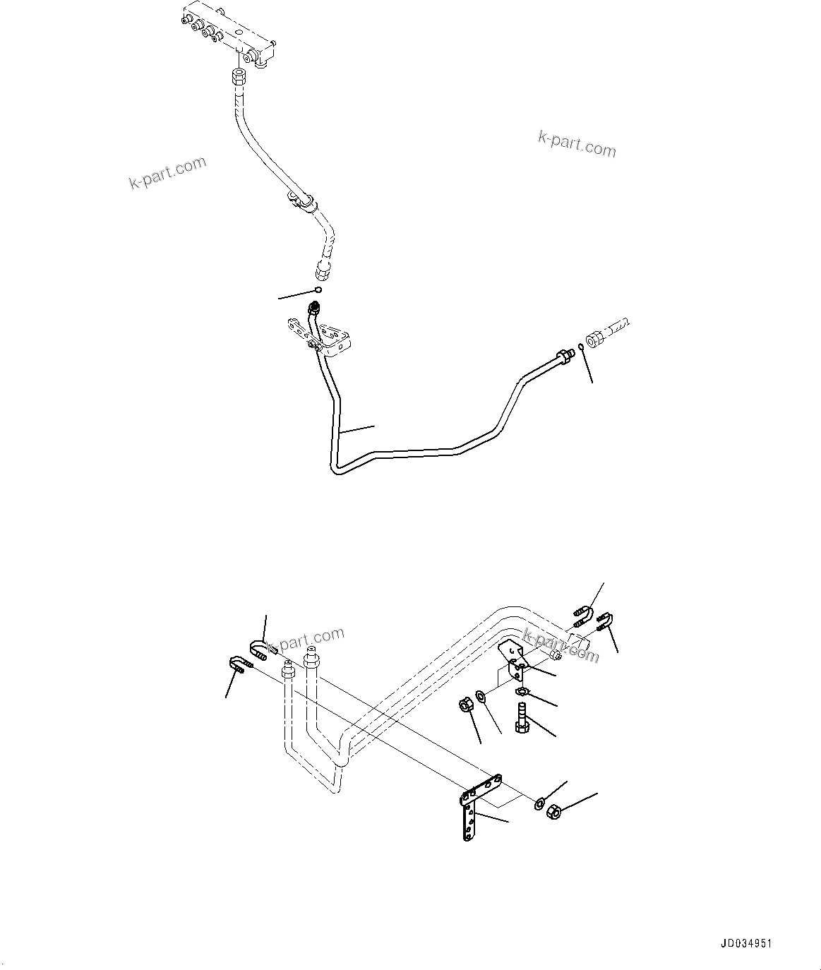 Komatsu parts book diagram for HD465-7E1 S/N 20001-UP (For EU): BRAKE PIPING, PARKING BRAKE PIPING (3/3) (#20001-)