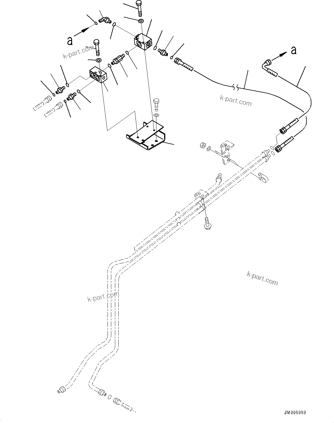 Komatsu parts book diagram for HD465-7E1 S/N 20001-UP (For EU): BRAKE PIPING, SHUTTLE VALVE (2/2) (#20001-)