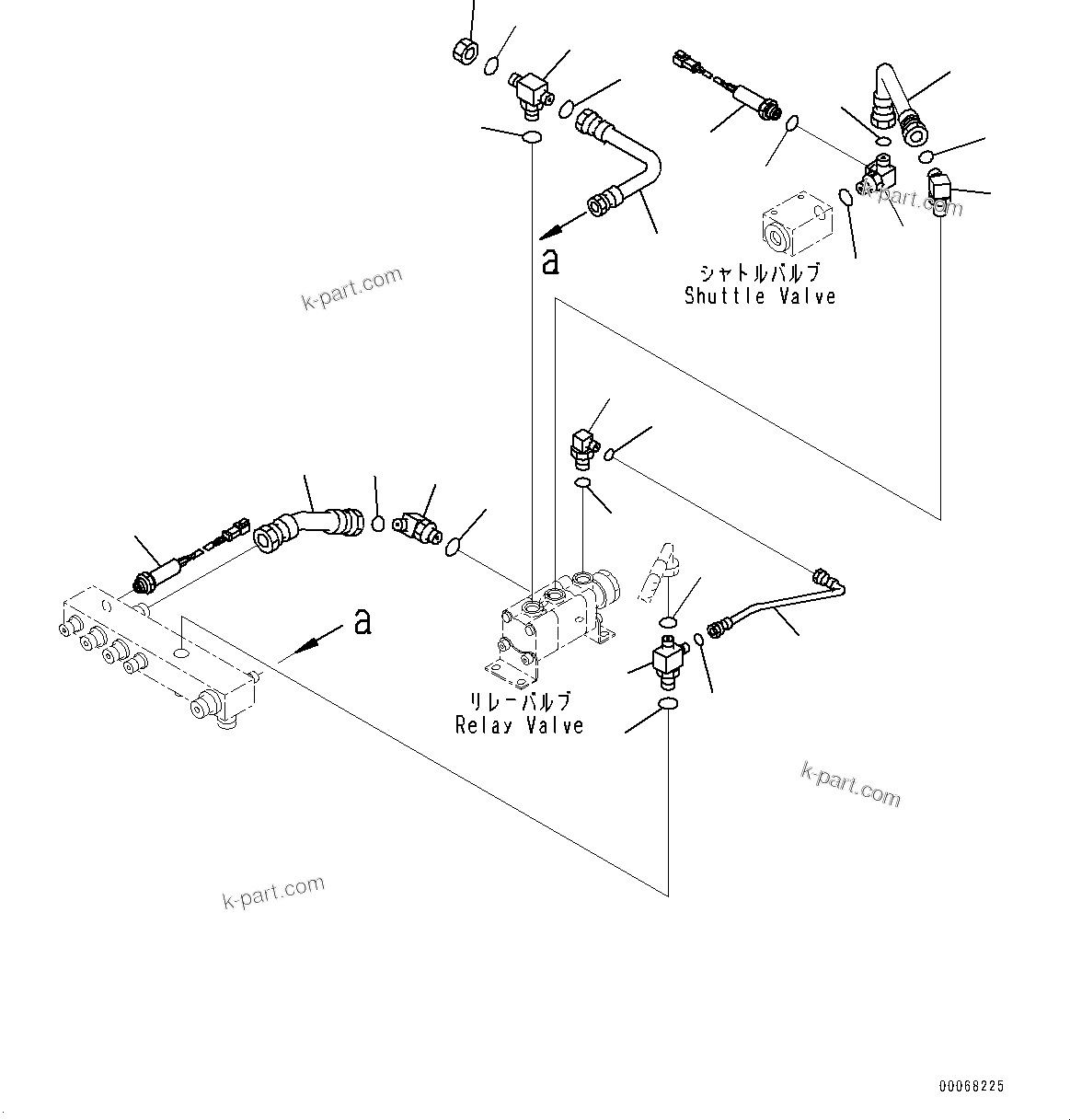Komatsu parts book diagram for HD465-7E1 S/N 20001-UP (For EU): BRAKE PIPING, PIPING (2/6) (#20001-)
