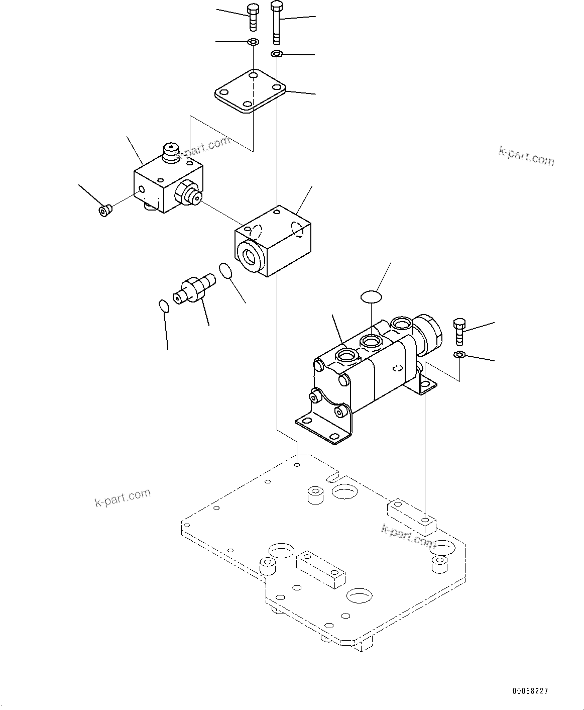 Komatsu parts book diagram for HD465-7E1 S/N 20001-UP (For EU): BRAKE PIPING, SHUTTLE VALVE (1/2) (#20001-)