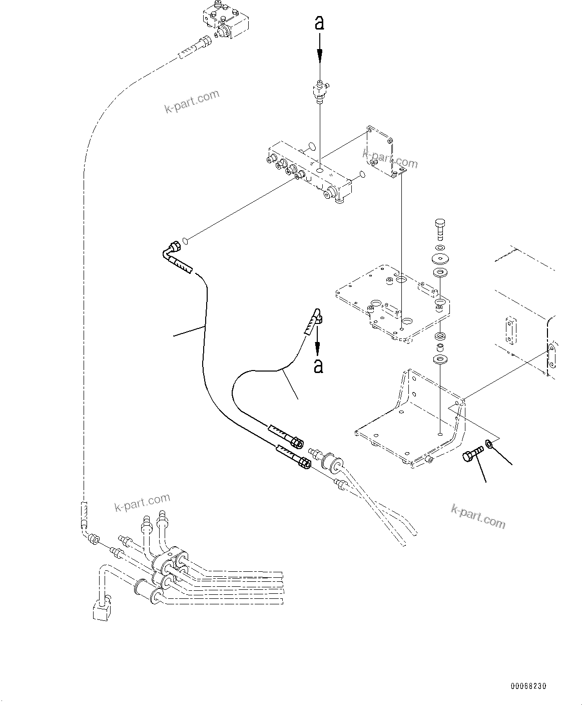 Komatsu parts book diagram for HD465-7E1 S/N 20001-UP (For EU): BRAKE PIPING, PIPING (6/6) (#20001-)