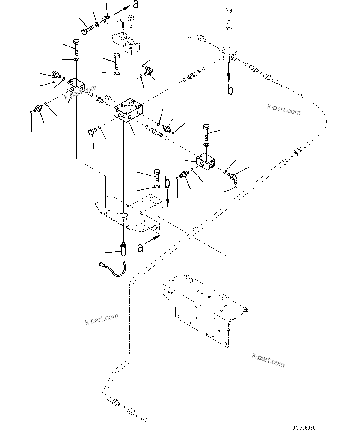 Komatsu parts book diagram for HD465-7E1 S/N 20001-UP (For EU): BRAKE PIPING, PIPING (7/7) (#20024-)