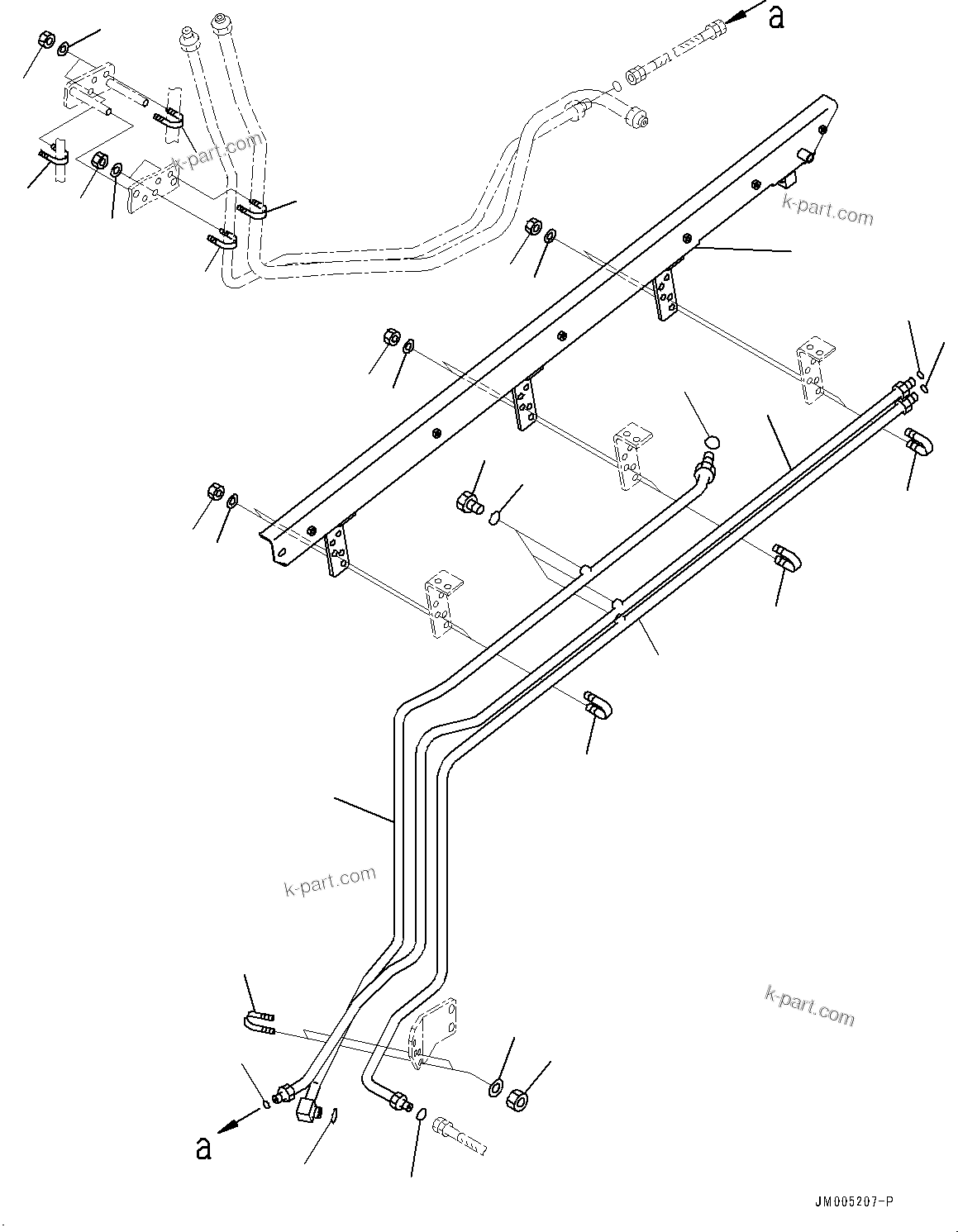 Komatsu parts book diagram for HD465-7E1 S/N 20001-UP (For EU): BRAKE PIPING, PARKING BRAKE PIPING (1/3) (#20001-)