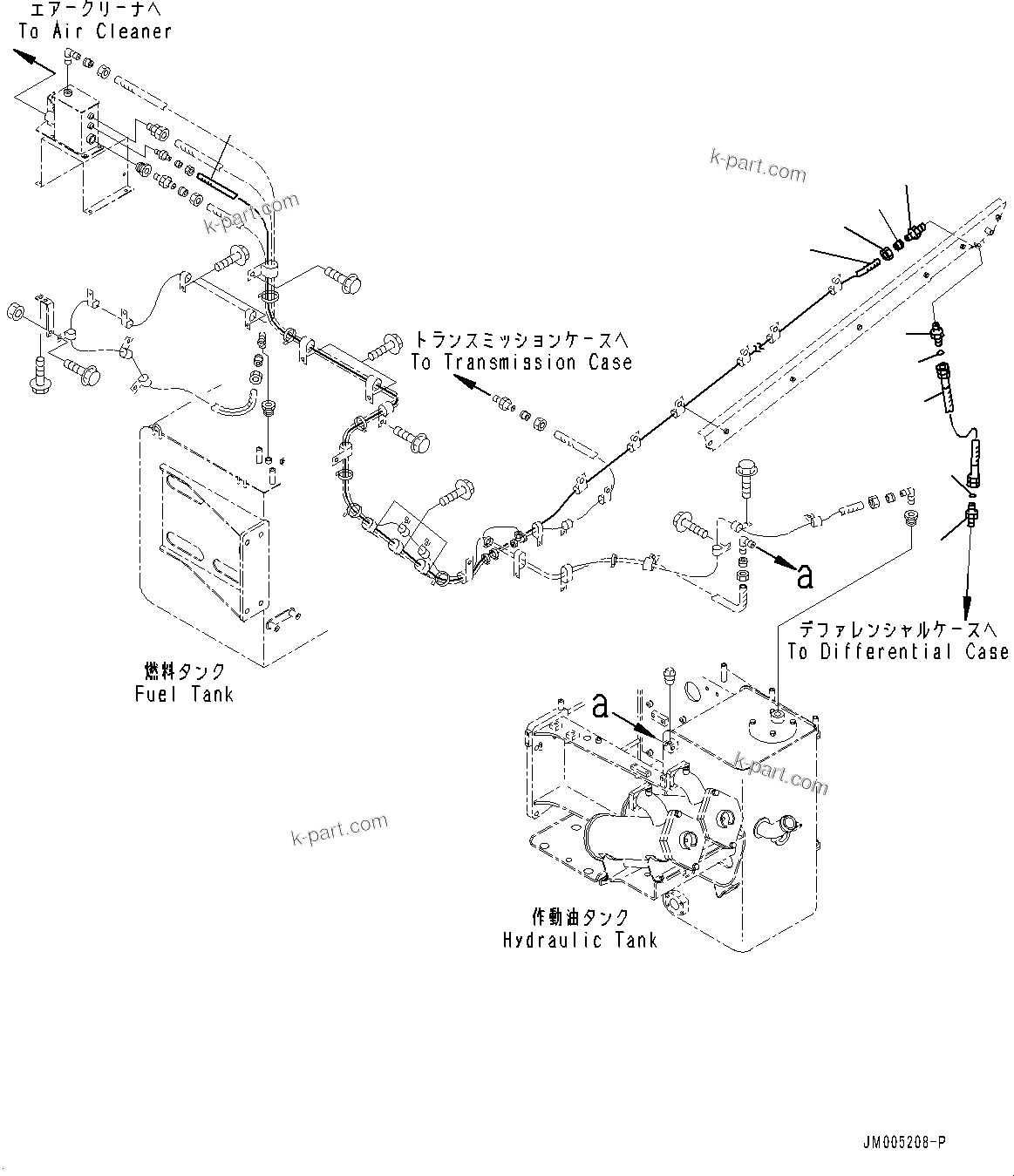 Komatsu parts book diagram for HD465-7E1 S/N 20001-UP (For EU): BRAKE PIPING, PIPING (5/6) (#20001-)