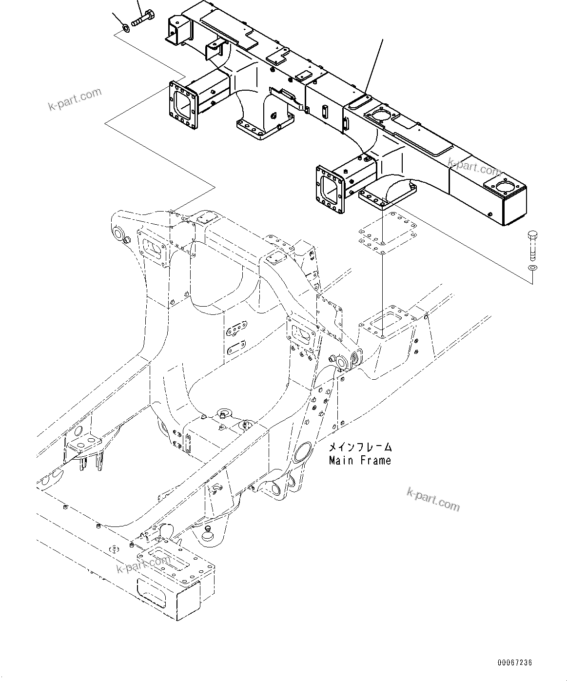 Komatsu parts book diagram for HD465-7E1 S/N 20001-UP (For EU): REAR SUPPORT, SUPPORT (#20001-)