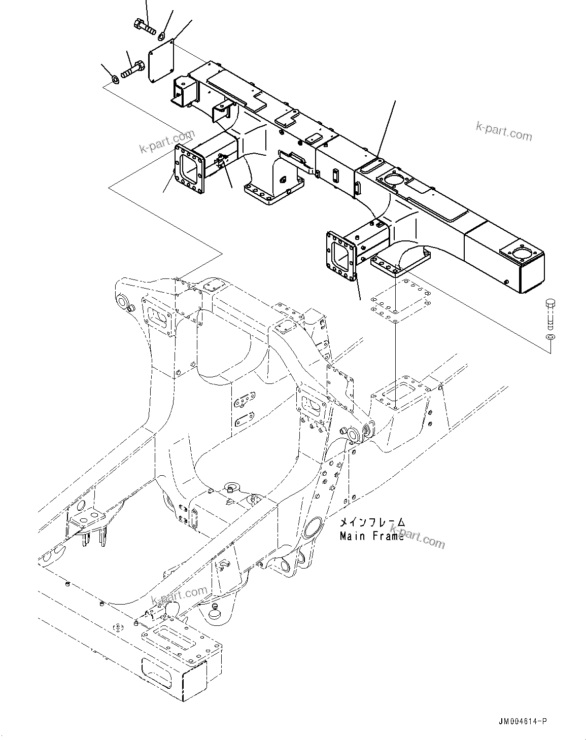 Komatsu parts book diagram for HD465-7E1 S/N 20001-UP (For EU): REAR SUPPORT, SUPPORT (#20001-)