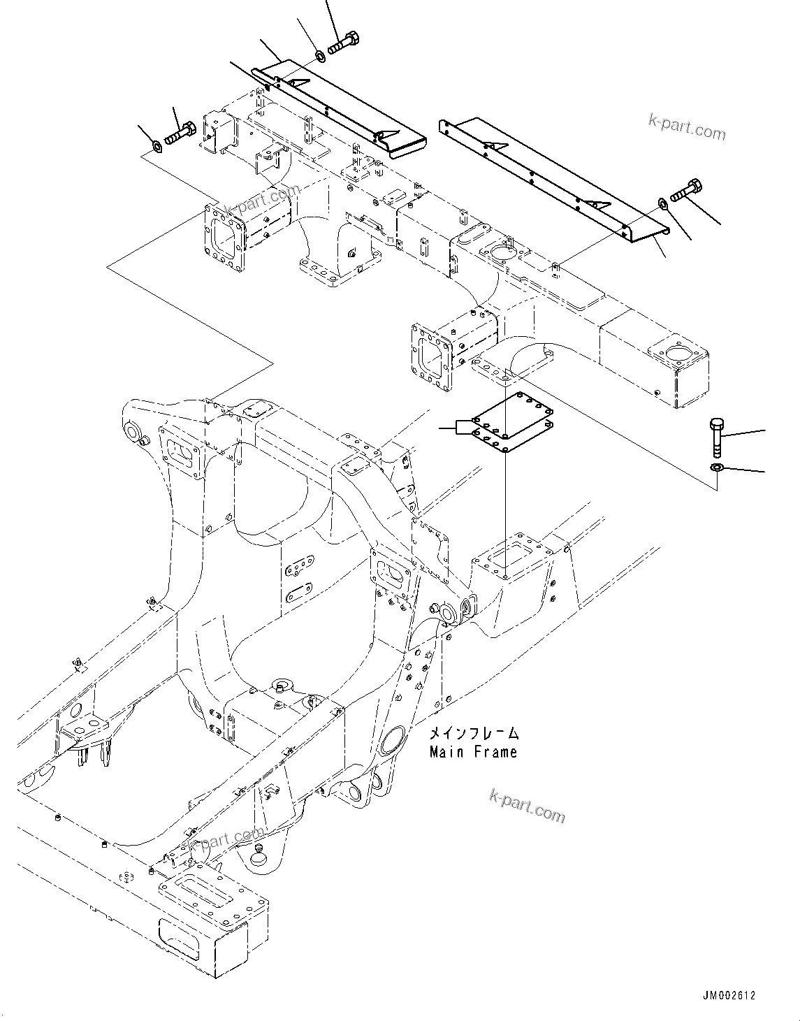 Komatsu parts book diagram for HD465-7E1 S/N 20001-UP (For EU): REAR SUPPORT, RELATED PARTS (#20001-)