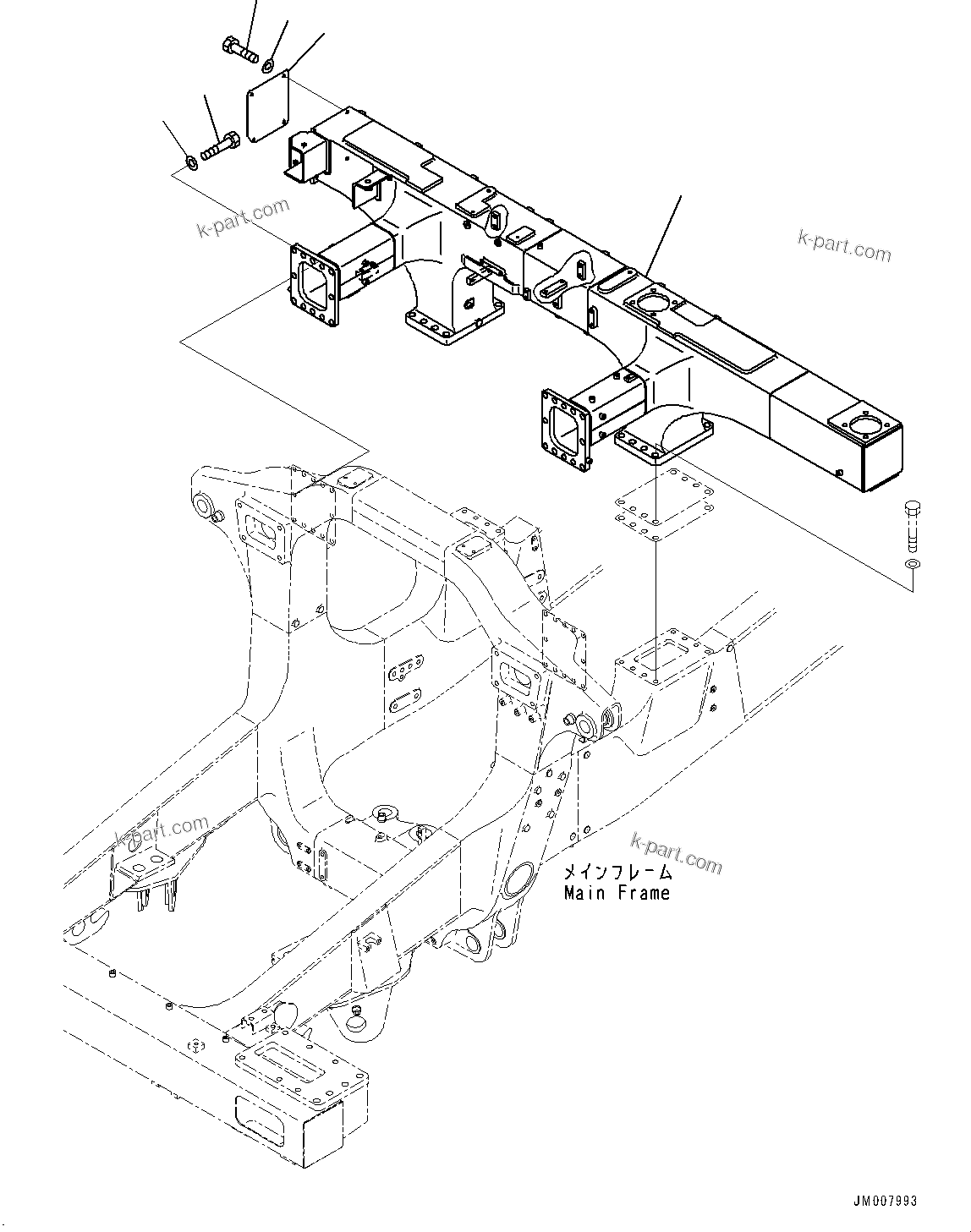 Komatsu parts book diagram for HD465-7E1 S/N 20001-UP (For EU): REAR SUPPORT, SUPPORT (#20001-)
