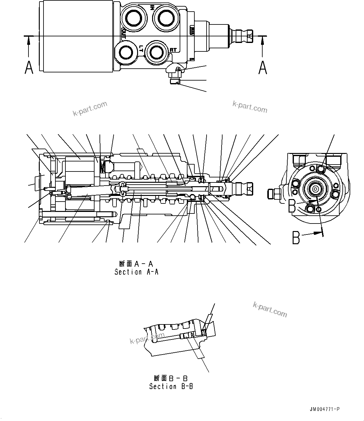 Komatsu parts book diagram for HD465-7E1 S/N 20001-UP (For EU): FRONT SUPPORT, INNER PARTS, STEERING VALVE (#20001-)