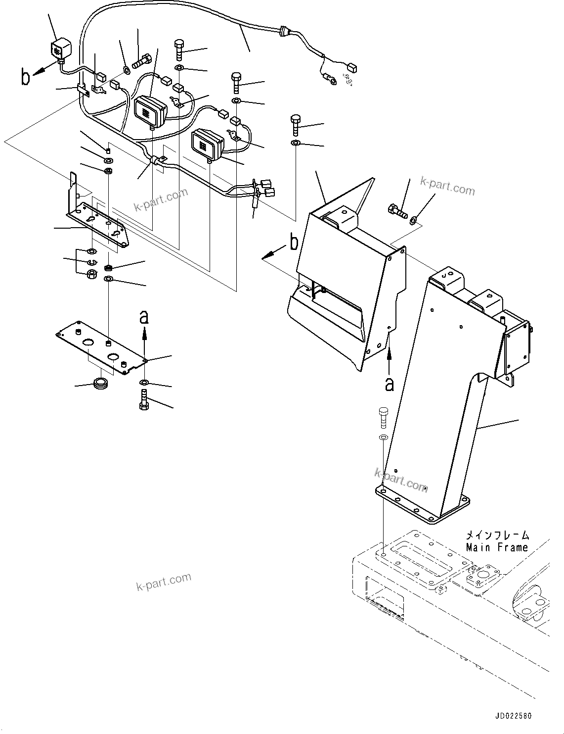 Komatsu parts book diagram for HD465-7E1 S/N 20001-UP (For EU): FRONT SUPPORT, R.H. (#20001-)