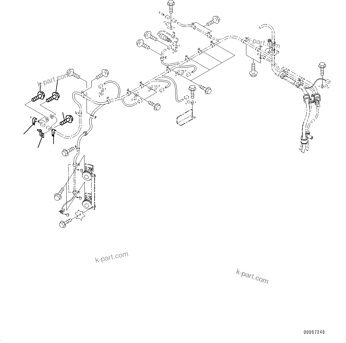 Komatsu parts book diagram for HD465-7E1 S/N 20001-UP (For EU): FRONT SUPPORT, WIRING HARNESS, R.H. (#20001-)