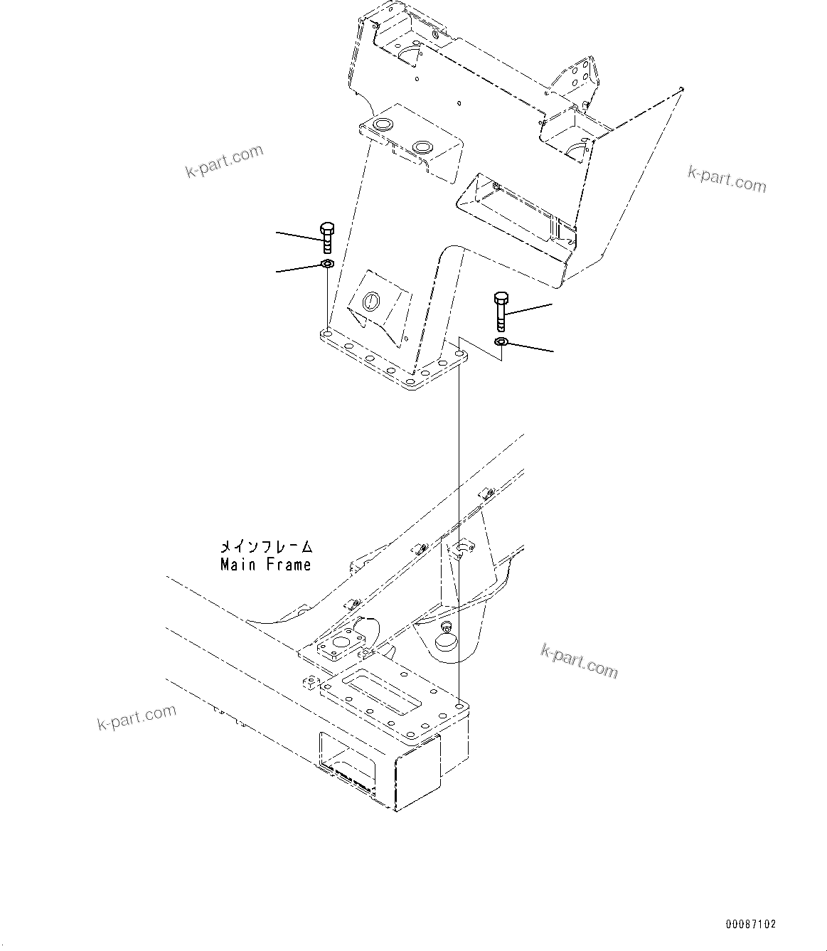 Komatsu parts book diagram for HD465-7E1 S/N 20001-UP (For EU): FRONT SUPPORT, MOUNTING, L.H. (#20001-)