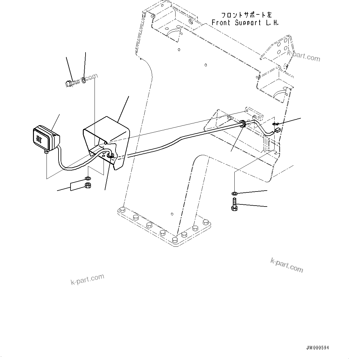Komatsu parts book diagram for HD465-7E1 S/N 20001-UP (For EU): FRONT SUPPORT, FOG LAMP, L.H. (#20001-)