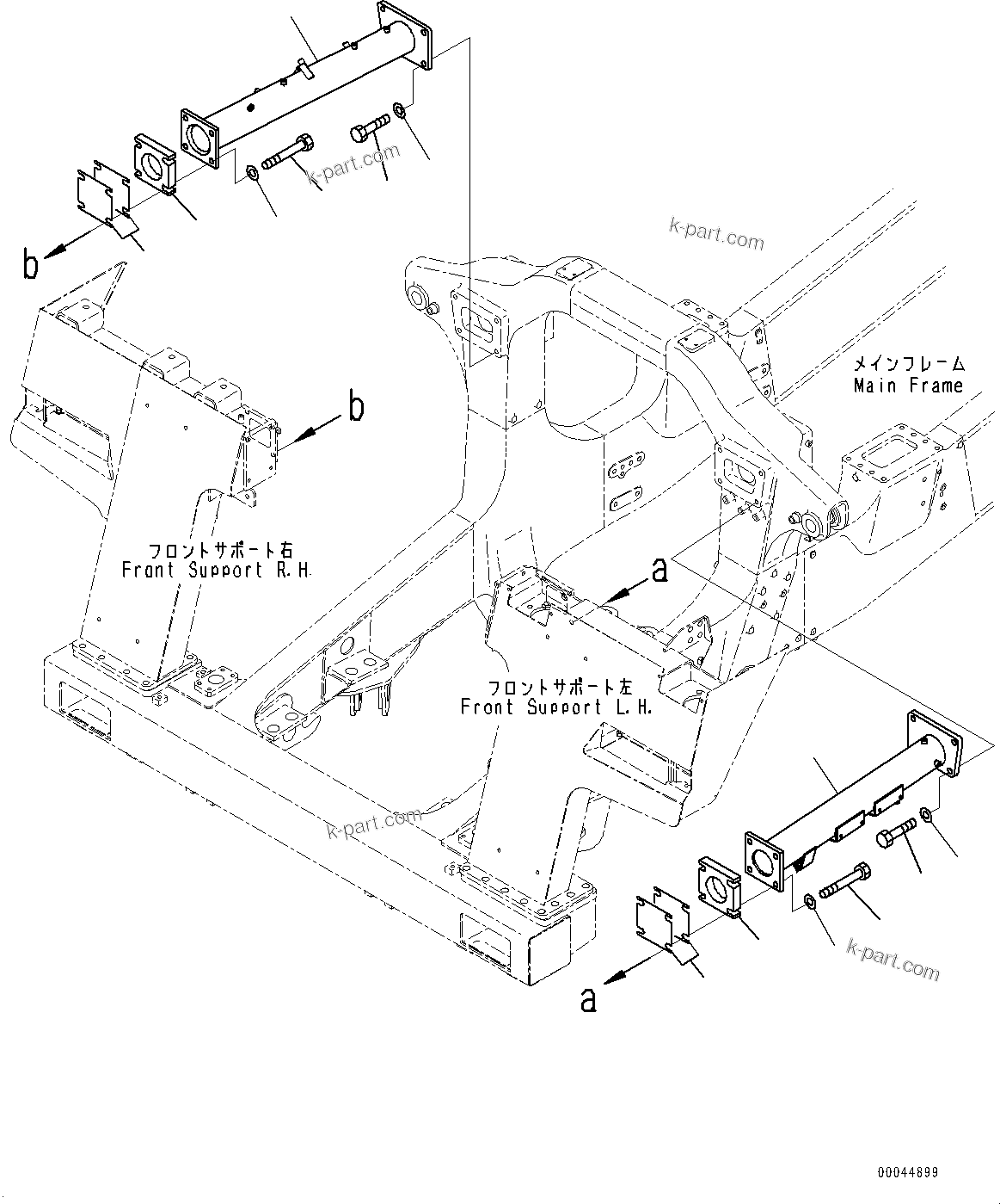 Komatsu parts book diagram for HD465-7E1 S/N 20001-UP (For EU): FRONT SUPPORT STAY (#20001-)