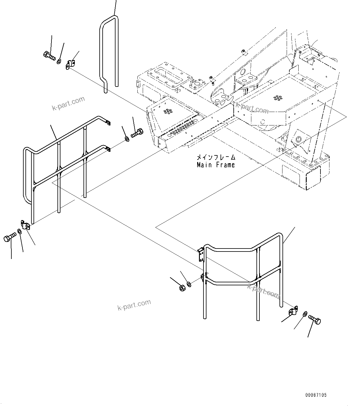 Komatsu parts book diagram for HD465-7E1 S/N 20001-UP (For EU): LADDER, GUARD (#20001-)