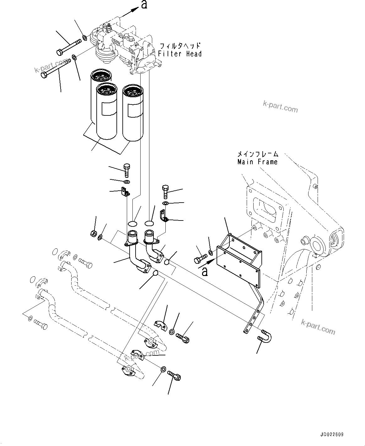 Komatsu parts book diagram for HD465-7E1 S/N 20001-UP (For EU): ENGINE OIL FILLER, OIL FILTER RELATED PARTS (#20001-)