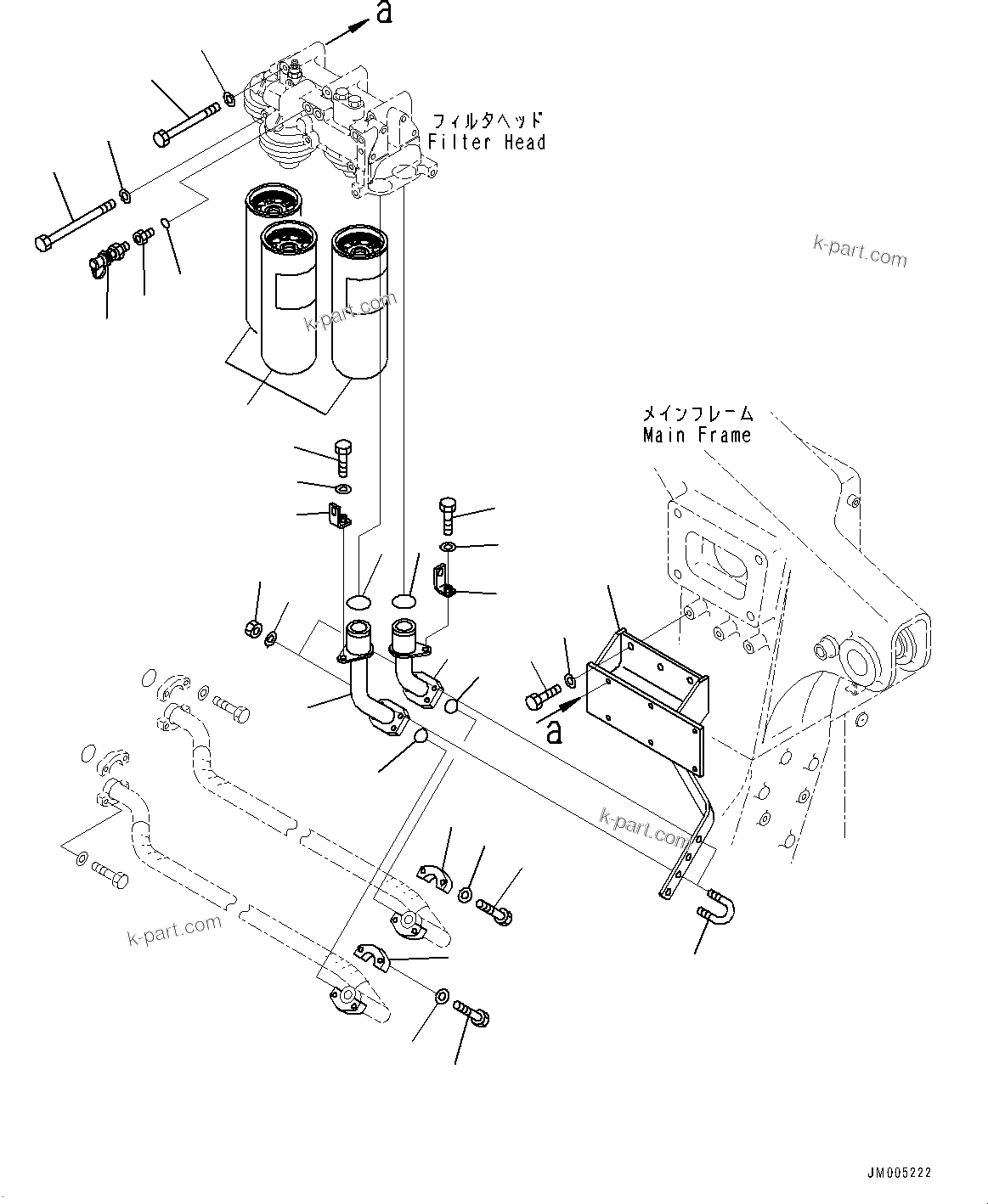 Komatsu parts book diagram for HD465-7E1 S/N 20001-UP (For EU): ENGINE OIL FILLER, OIL FILTER RELATED PARTS (#20001-)