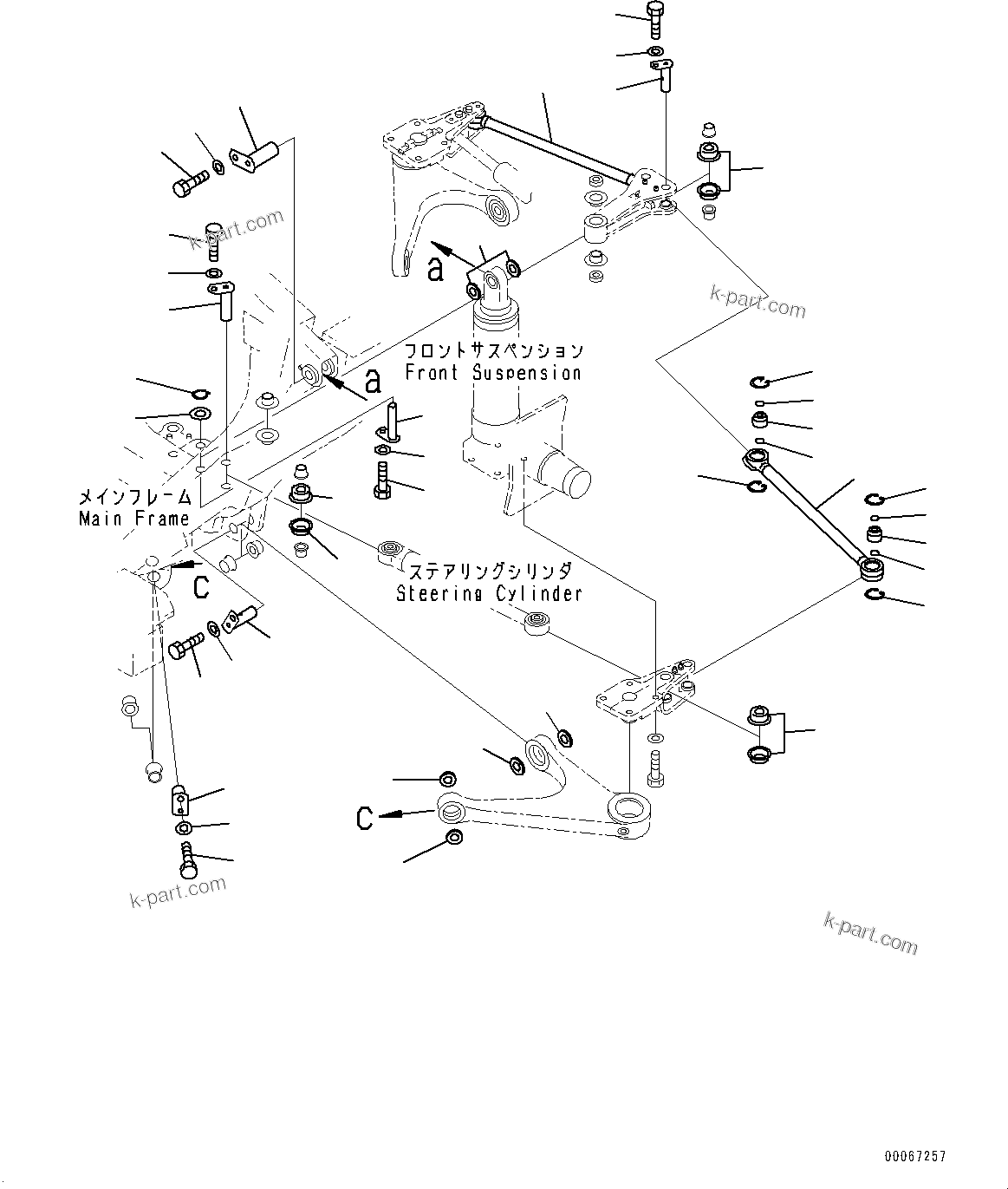 Komatsu parts book diagram for HD465-7E1 S/N 20001-UP (For EU): STEERING LINKAGE, ROD (#20001-)