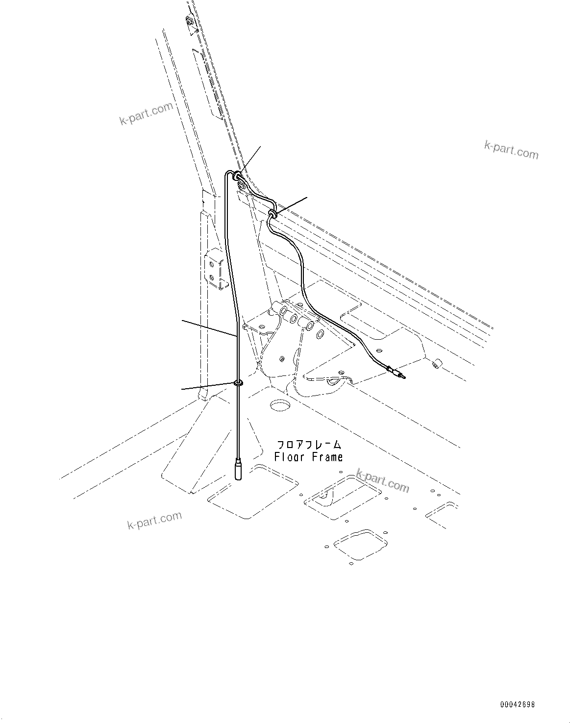 Komatsu parts book diagram for HD465-7E1 S/N 20001-UP (For EU): CAB, ANTENNA CABLE (#20001-)
