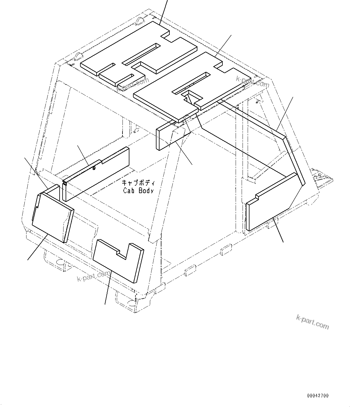 Komatsu parts book diagram for HD465-7E1 S/N 20001-UP (For EU): CAB, SHEET (#20001-)