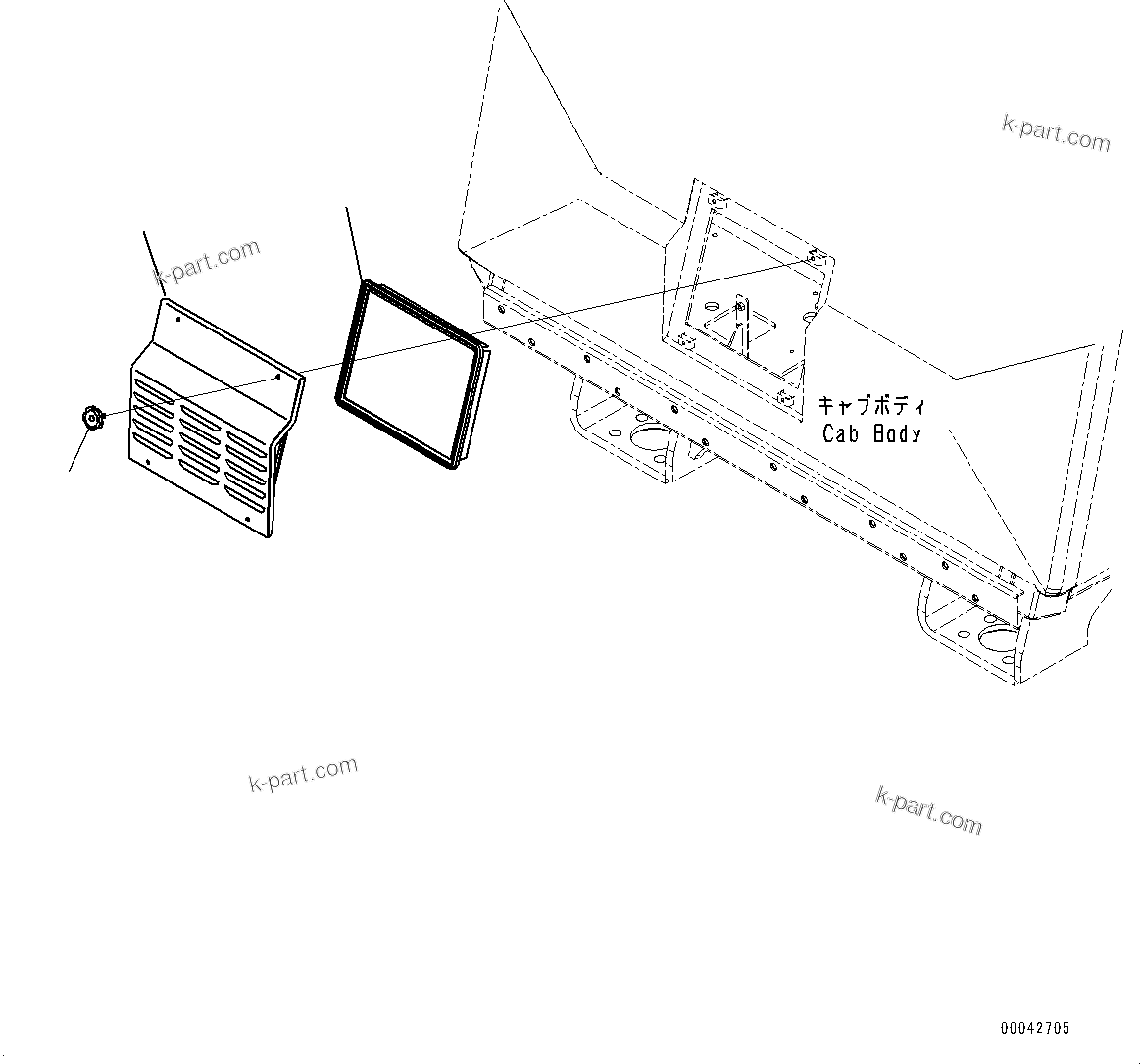 Komatsu parts book diagram for HD465-7E1 S/N 20001-UP (For EU): CAB, AIR CONDITIONER FILTER (#20001-)