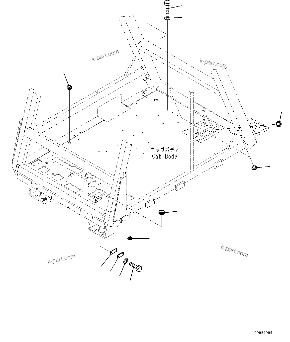 Komatsu parts book diagram for HD465-7E1 S/N 20001-UP (For EU): CAB, RELATED PARTS (1/2) (#20001-)