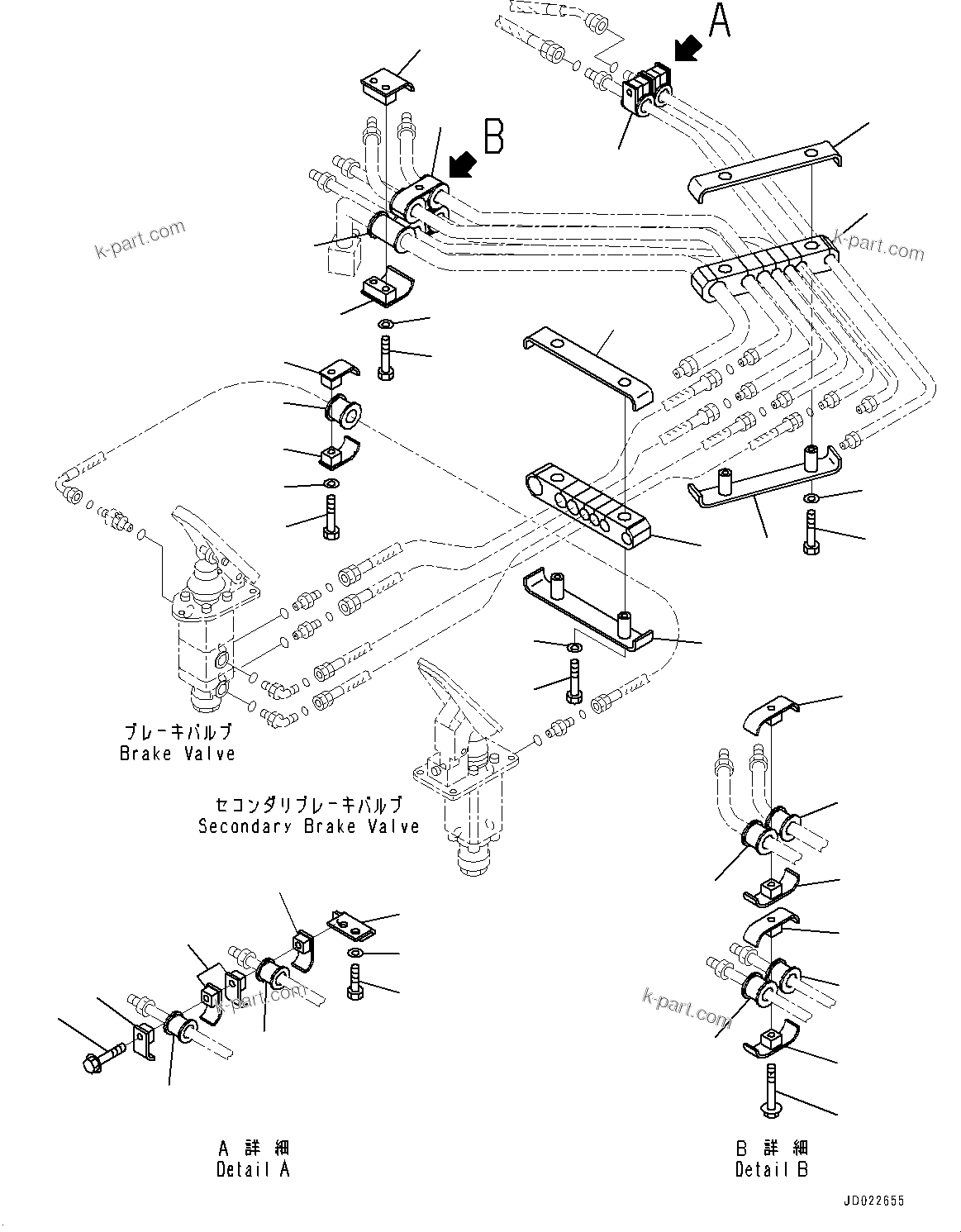 Komatsu parts book diagram for HD465-7E1 S/N 20001-UP (For EU): CAB, RELATED PARTS (2/2) (#20001-)