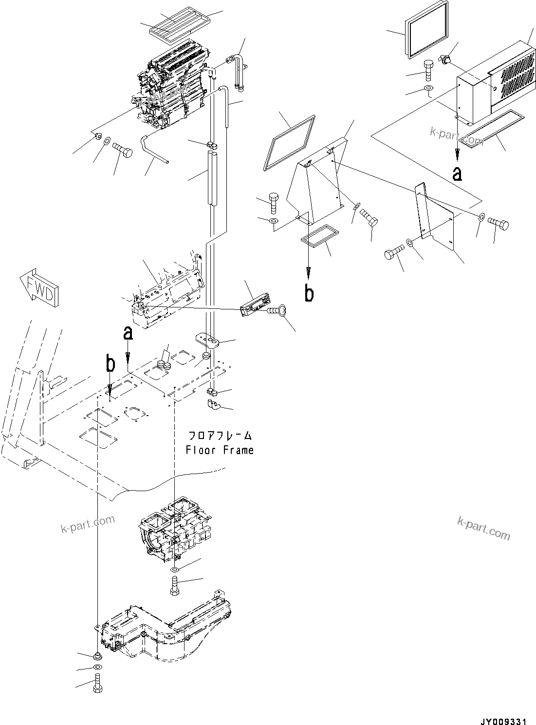 Komatsu parts book diagram for HD465-7E1 S/N 20001-UP (For EU): CAB, AIR CONDITIONER UNIT (#20001-)