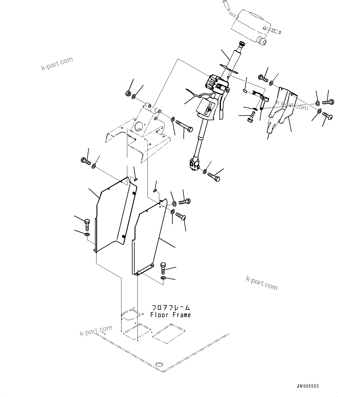 Komatsu parts book diagram for HD465-7E1 S/N 20001-UP (For EU): CAB, STEERING COLUMN (#20001-)