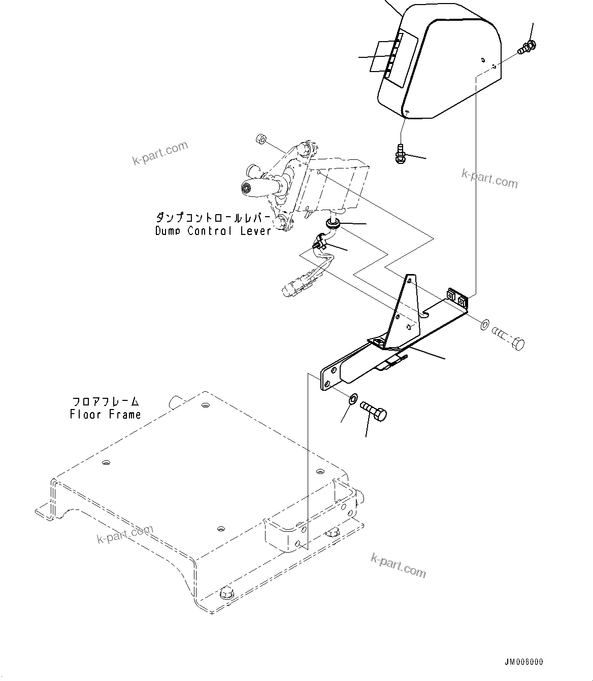 Komatsu parts book diagram for HD465-7E1 S/N 20001-UP (For EU): CAB, DUMP CONTROL (1/2) (#20001-)