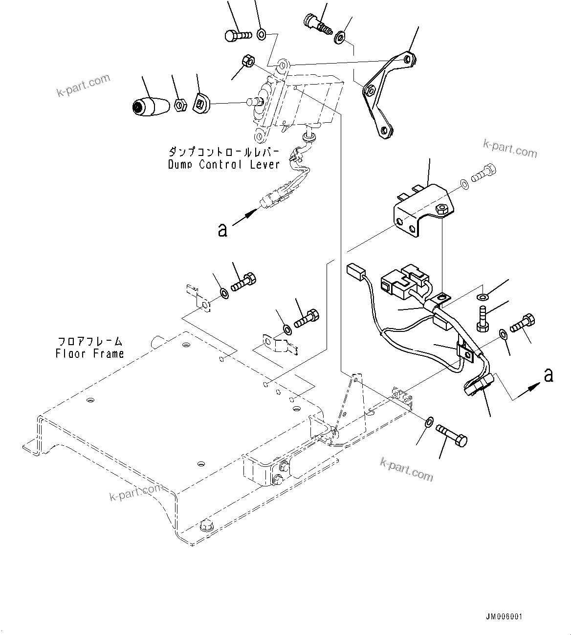 Komatsu parts book diagram for HD465-7E1 S/N 20001-UP (For EU): CAB, DUMP CONTROL (2/2) (#20001-)