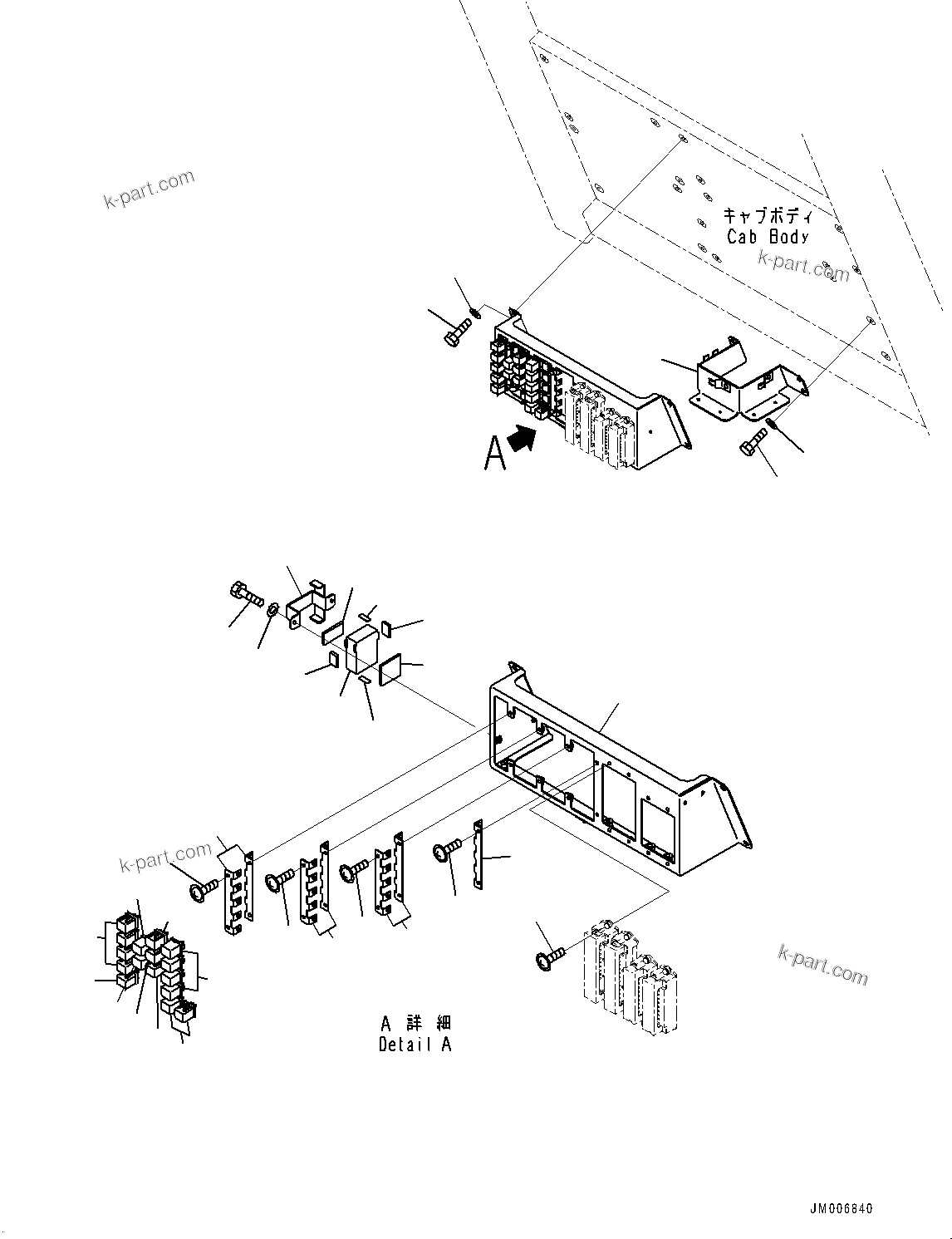 Komatsu parts book diagram for HD465-7E1 S/N 20001-UP (For EU): CAB, RELAY (#20001-)