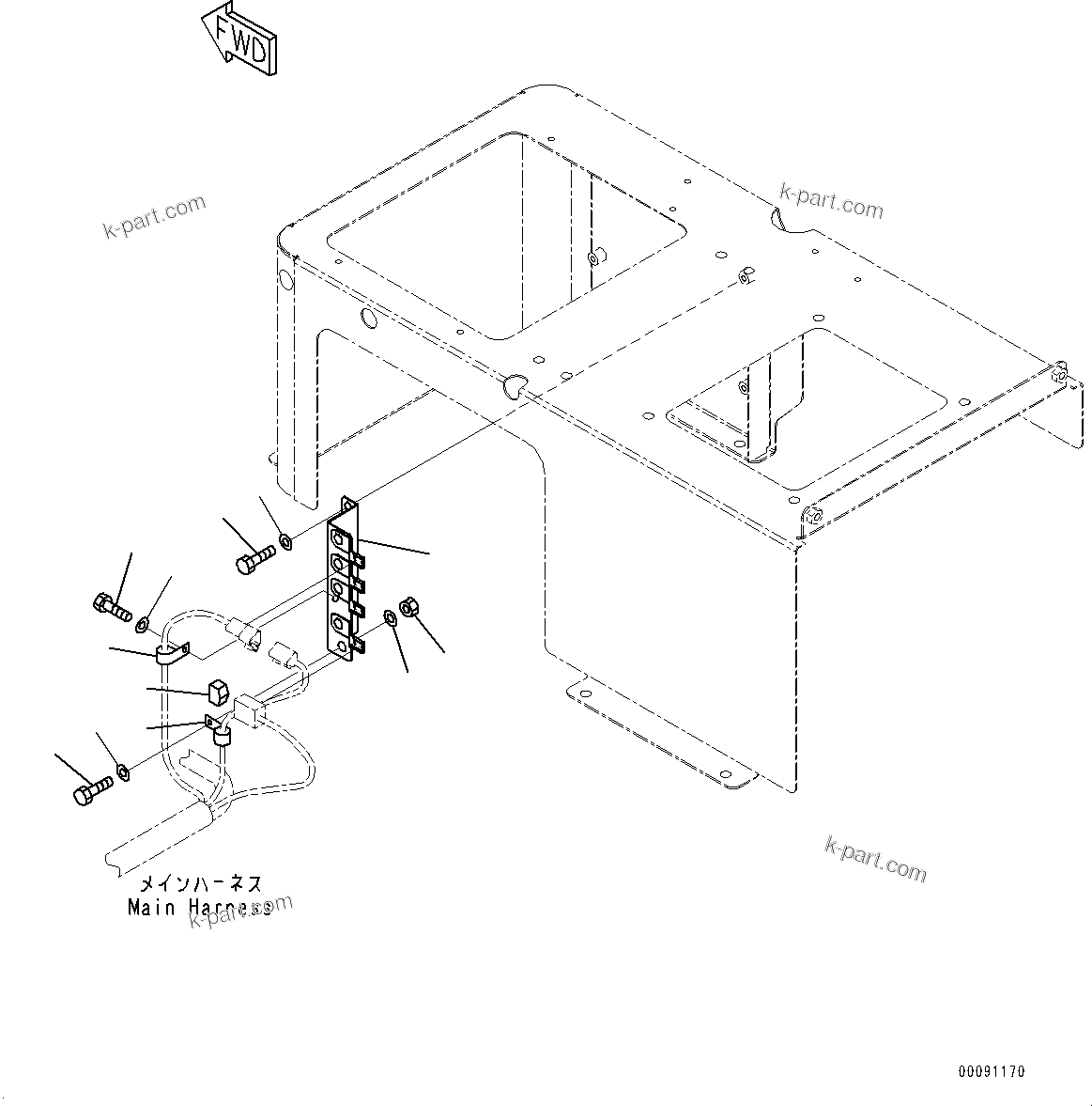 Komatsu parts book diagram for HD465-7E1 S/N 20001-UP (For EU): CAB, BRACKET (#20001-)