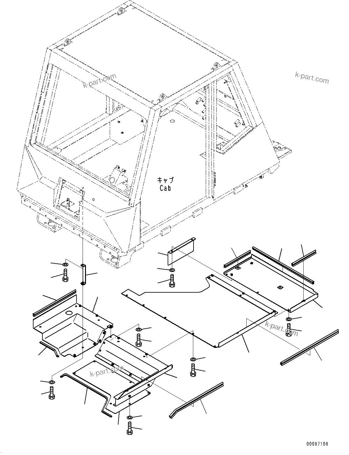 Komatsu parts book diagram for HD465-7E1 S/N 20001-UP (For EU): CAB STEP, UNDER COVER (#20001-)