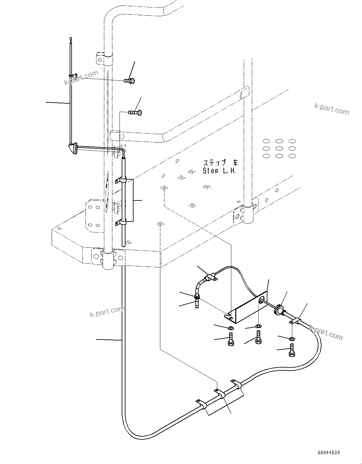 Komatsu parts book diagram for HD465-7E1 S/N 20001-UP (For EU): CAB STEP, ANTENNA (#20001-)