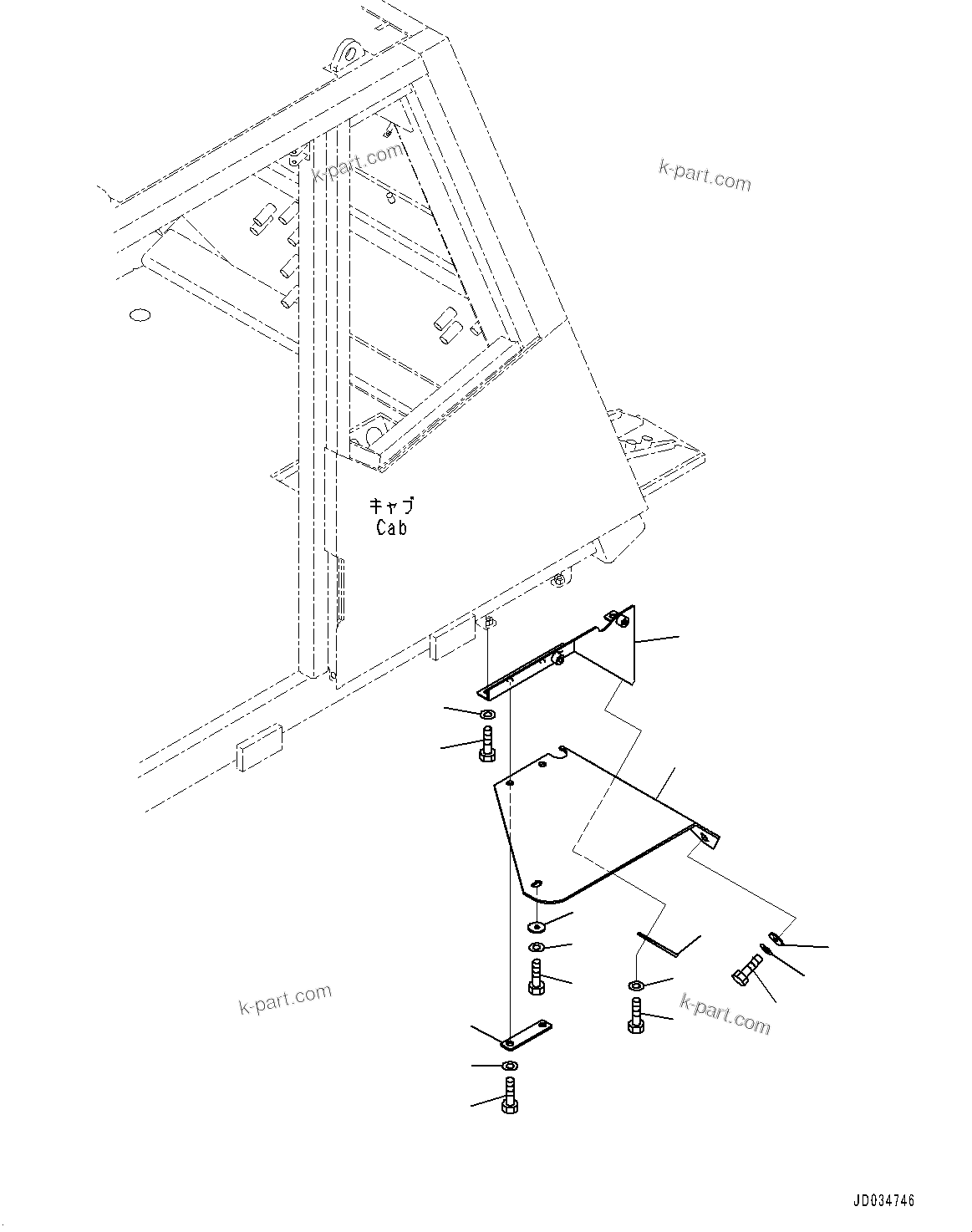 Komatsu parts book diagram for HD465-7E1 S/N 20001-UP (For EU): CAB STEP, MUDGUARD (#20001-)