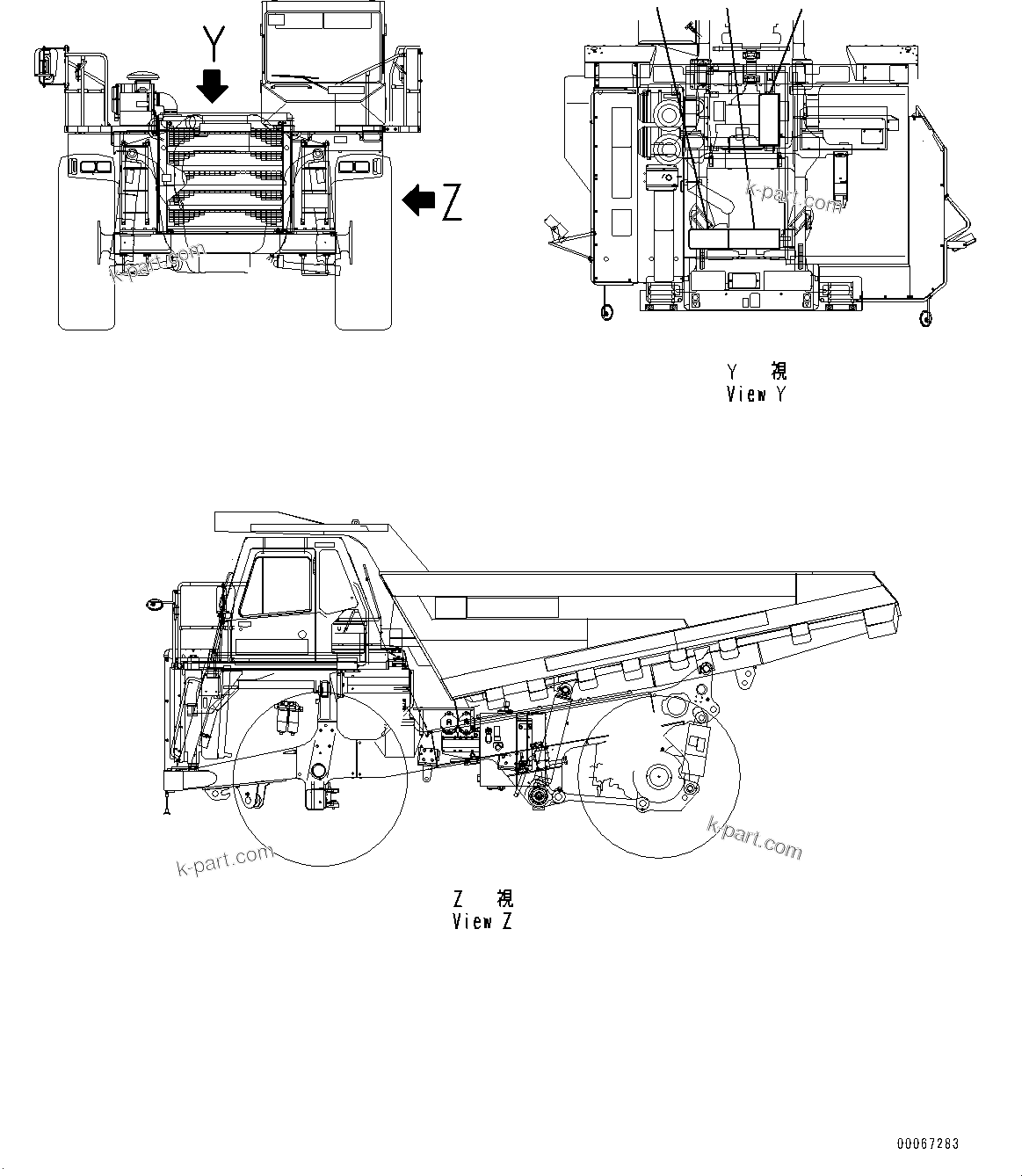 Komatsu parts book diagram for HD465-7E1 S/N 20001-UP (For EU): ENGINE HOOD, ANTI SLIP RUBBER (#20001-)