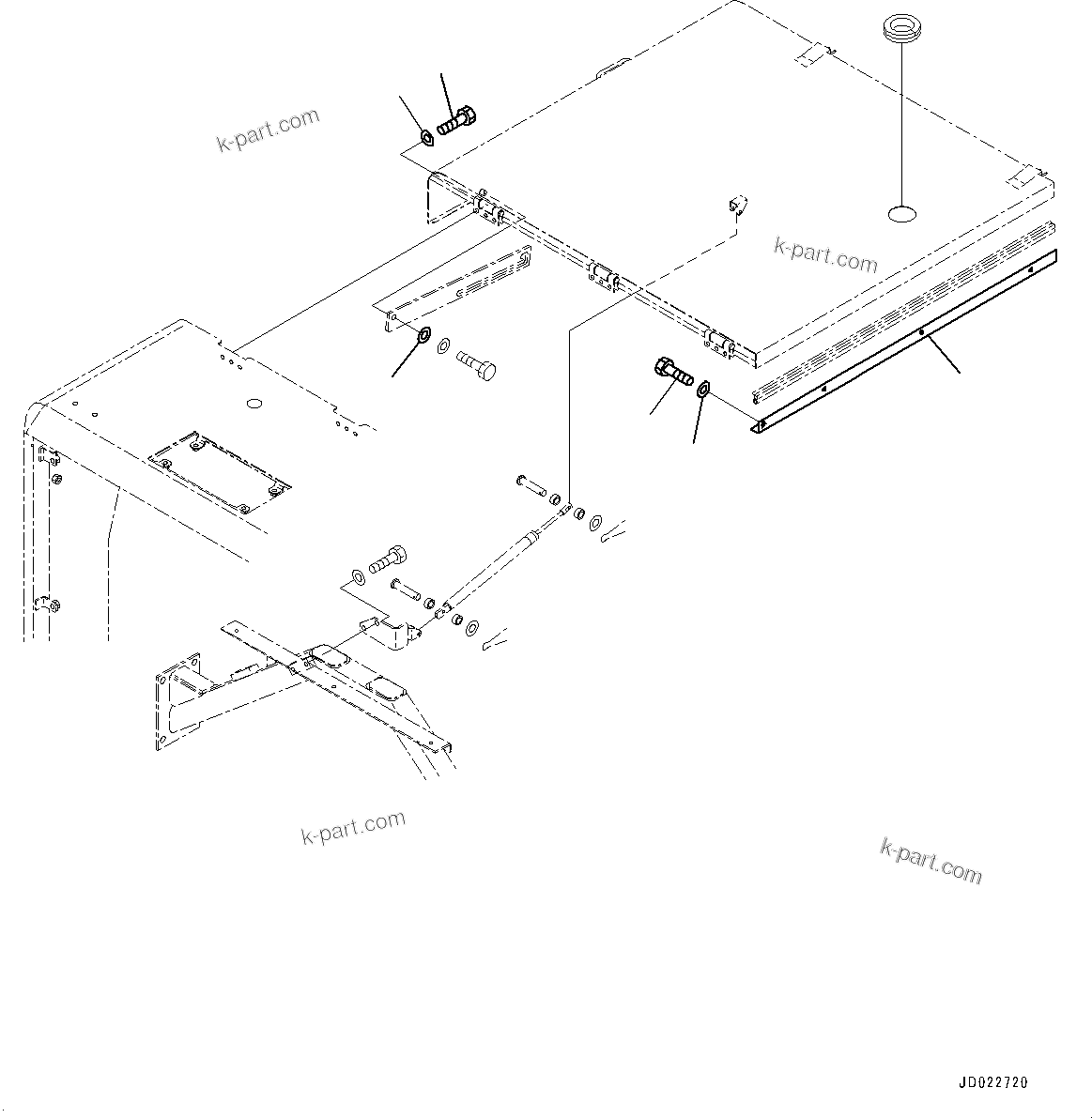 Komatsu parts book diagram for HD465-7E1 S/N 20001-UP (For EU): ENGINE HOOD, MOUNTING (#20001-)