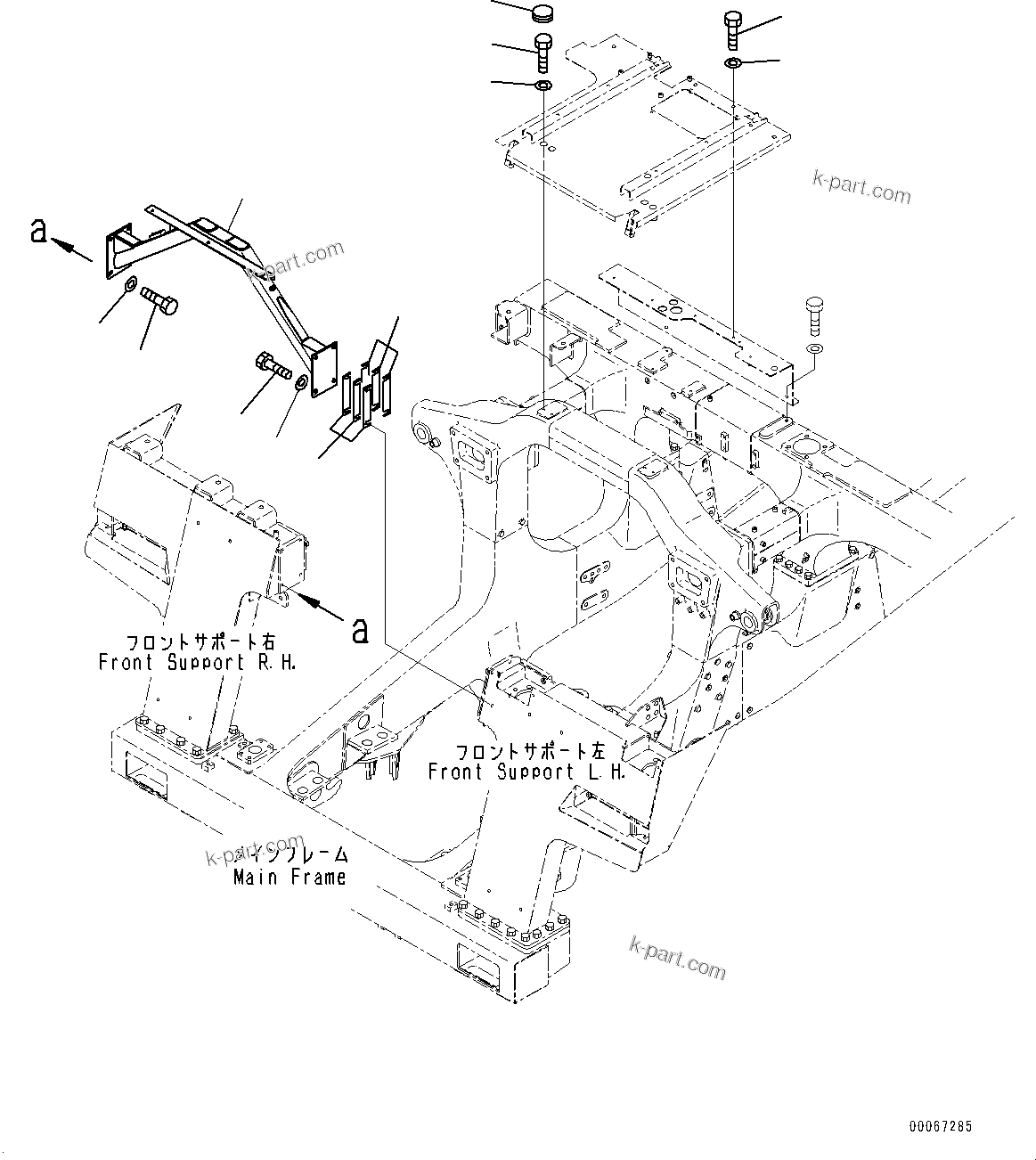 Komatsu parts book diagram for HD465-7E1 S/N 20001-UP (For EU): ENGINE HOOD, STAY (#20001-)